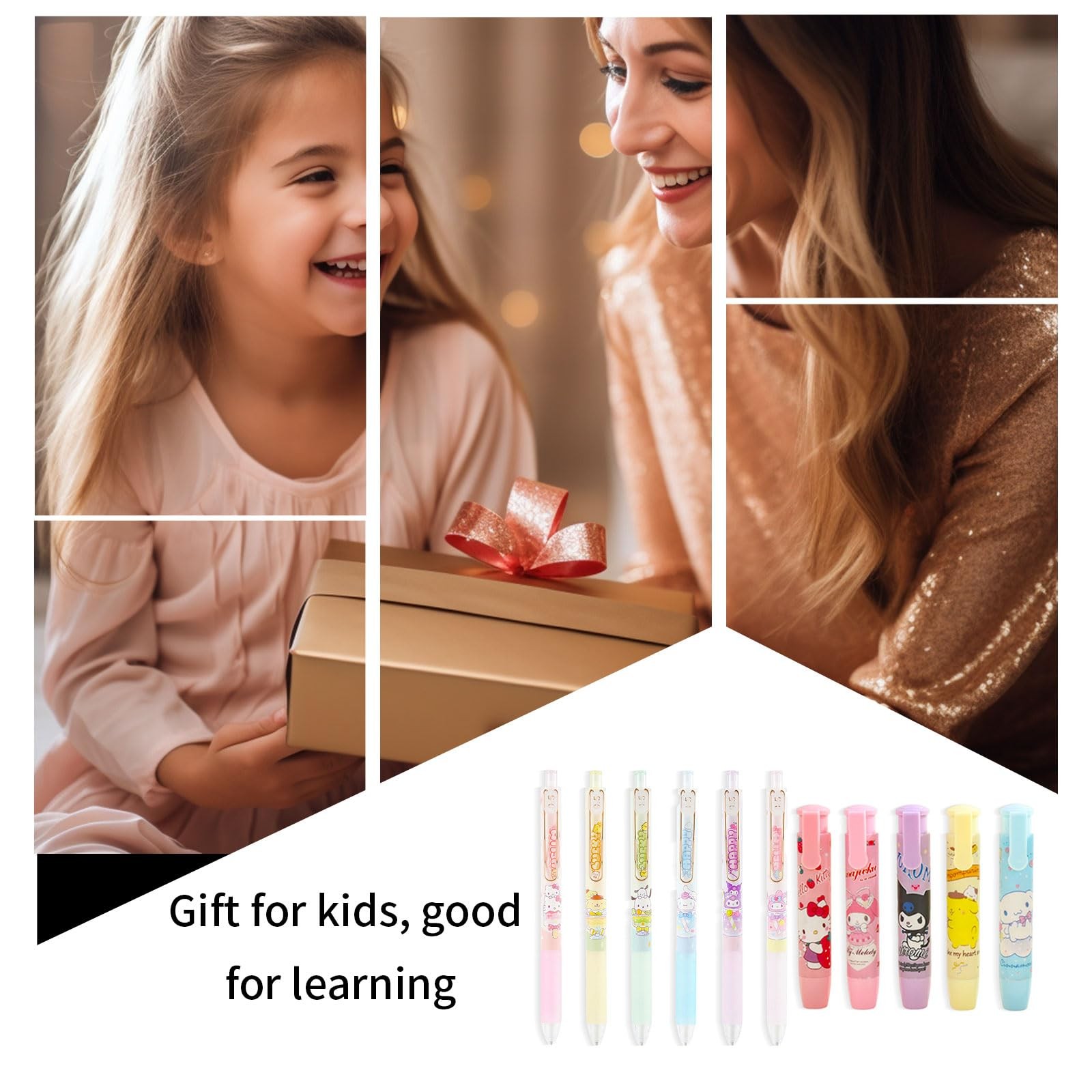 6 Pcs Mechanical Pencils with 5 Pcs Retractable Eraser, Cute Eraser Pencil, C…