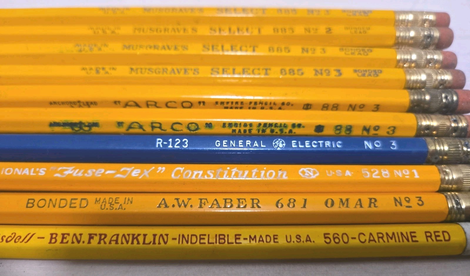 Vintage Lot Of Unsharpened Lead Pencils Musgraves Franklin Arco Faber GE