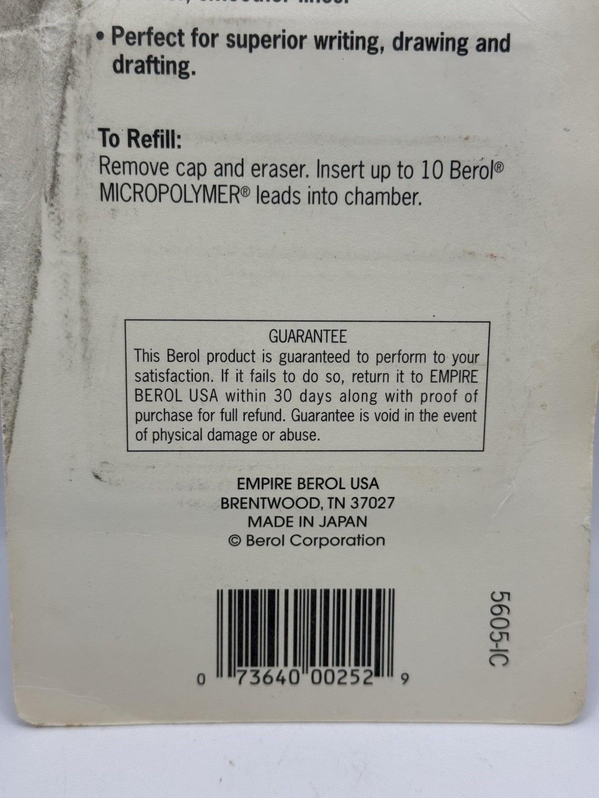 BEROL Micron 0.5mm Refill Leads 4 Tubes 120 Count Made in Japan Micropolymer NOS