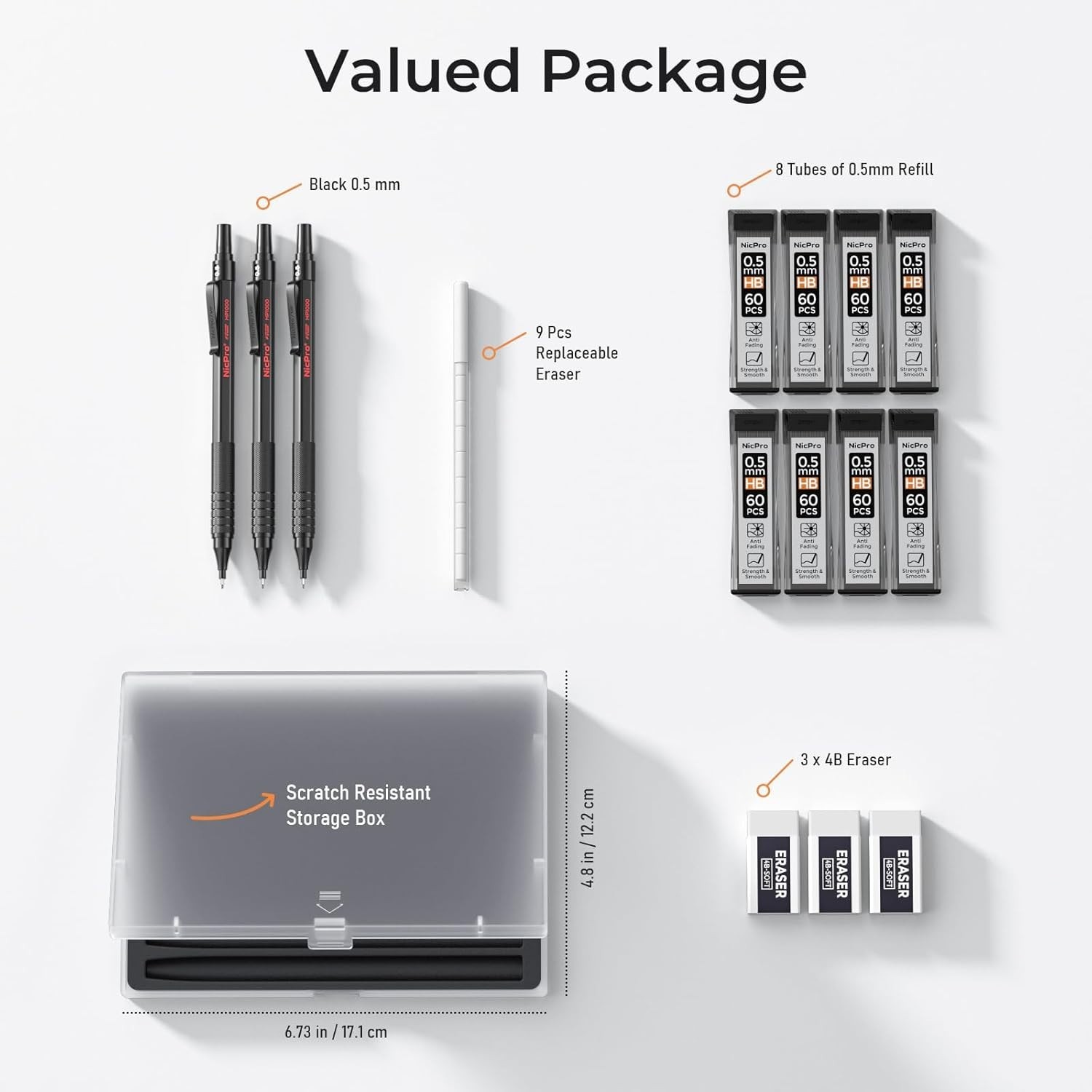 Metal Mechanical Pencil Set for Architects – 3 Pencils with 480 Refills