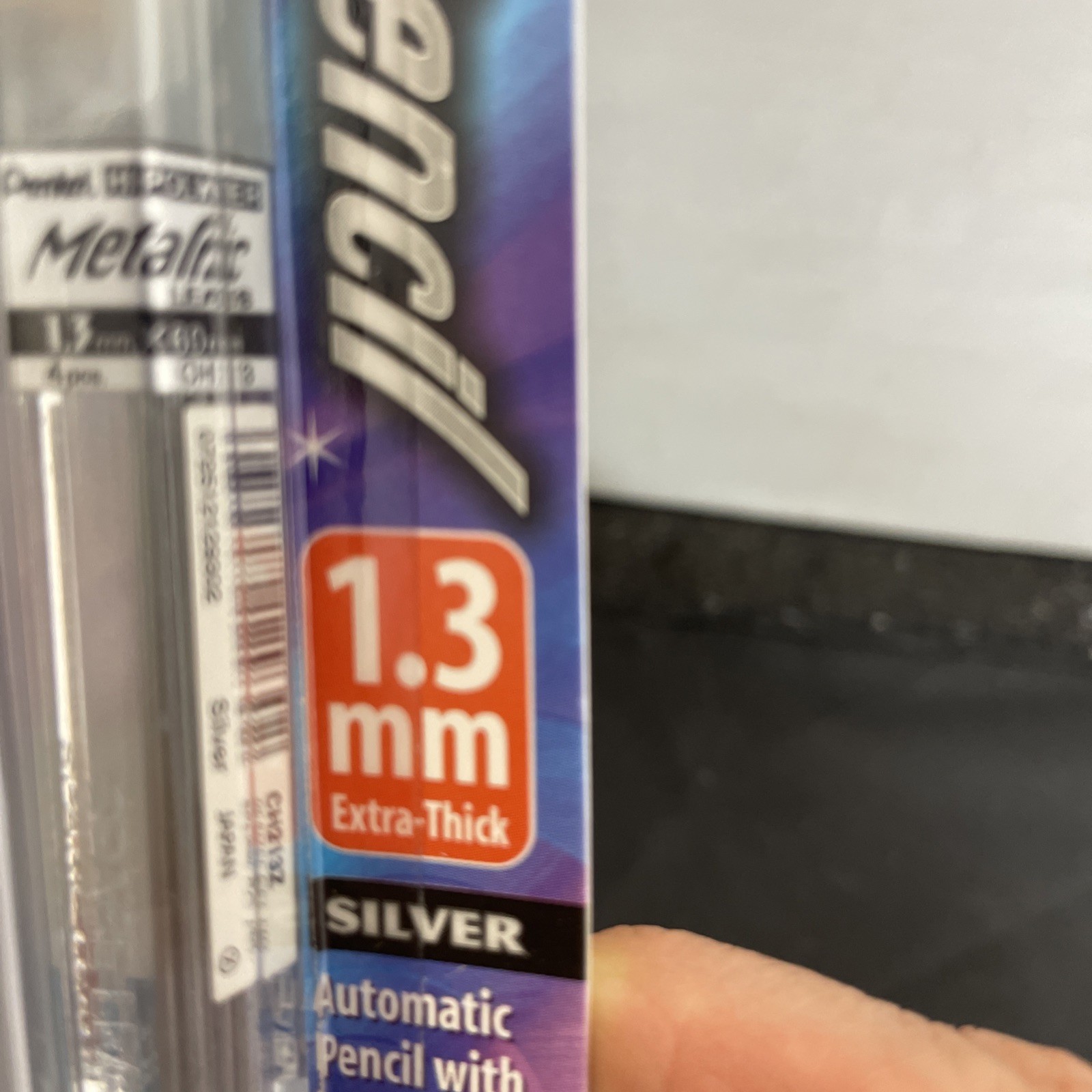 Pentel Milky Metallic Pencil, Color Silver Metallic 1.3 mm lead, w/Extra Refills