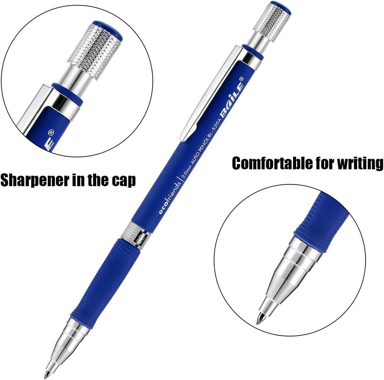 Versatile 2.0mm Mechanical Pencil Set – 9 Pencils & 54 Black, 72 Colored Refills