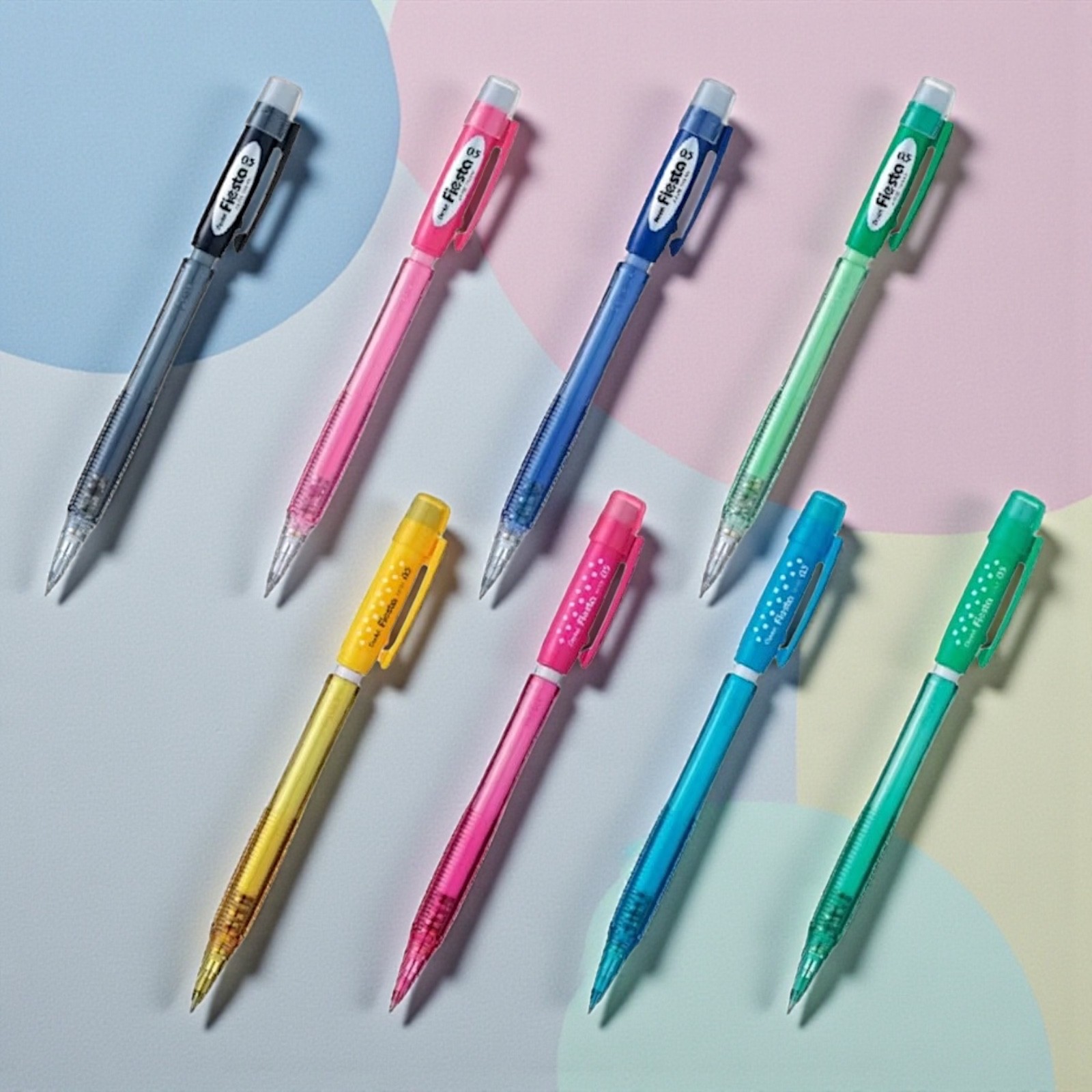 8pcs Pentel Mechanical Pencil Fiesta 0.5mm Set Mix Color Grip Zone Kids Gift