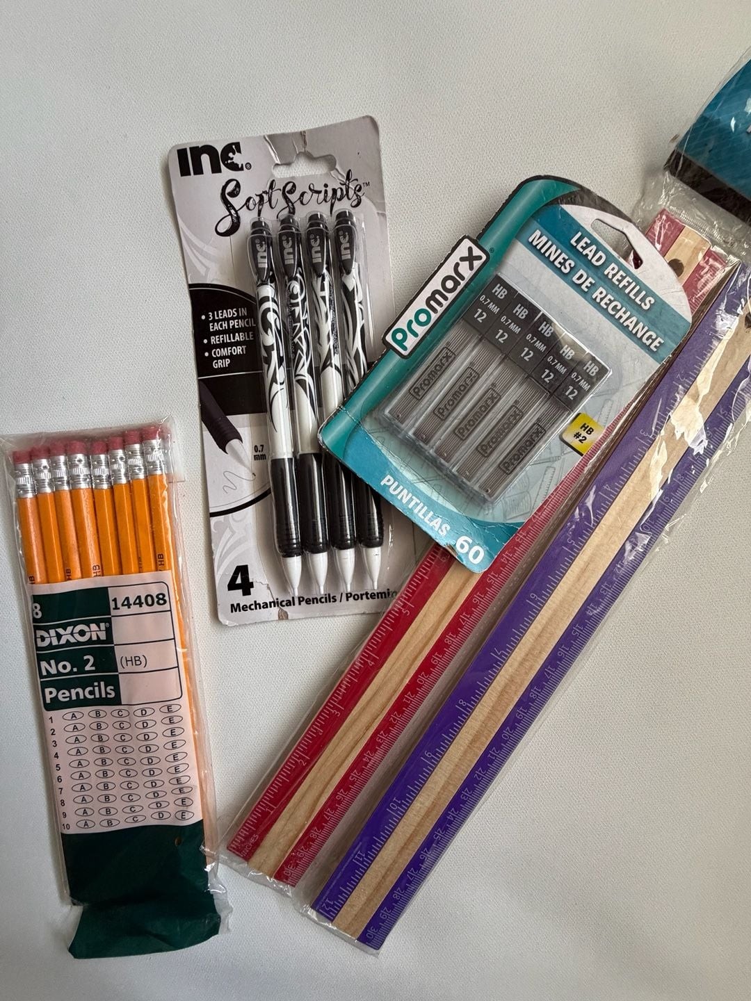 School Supplies Lot New Rulers, Pencils, Mechanical Pencils, Lead Refills