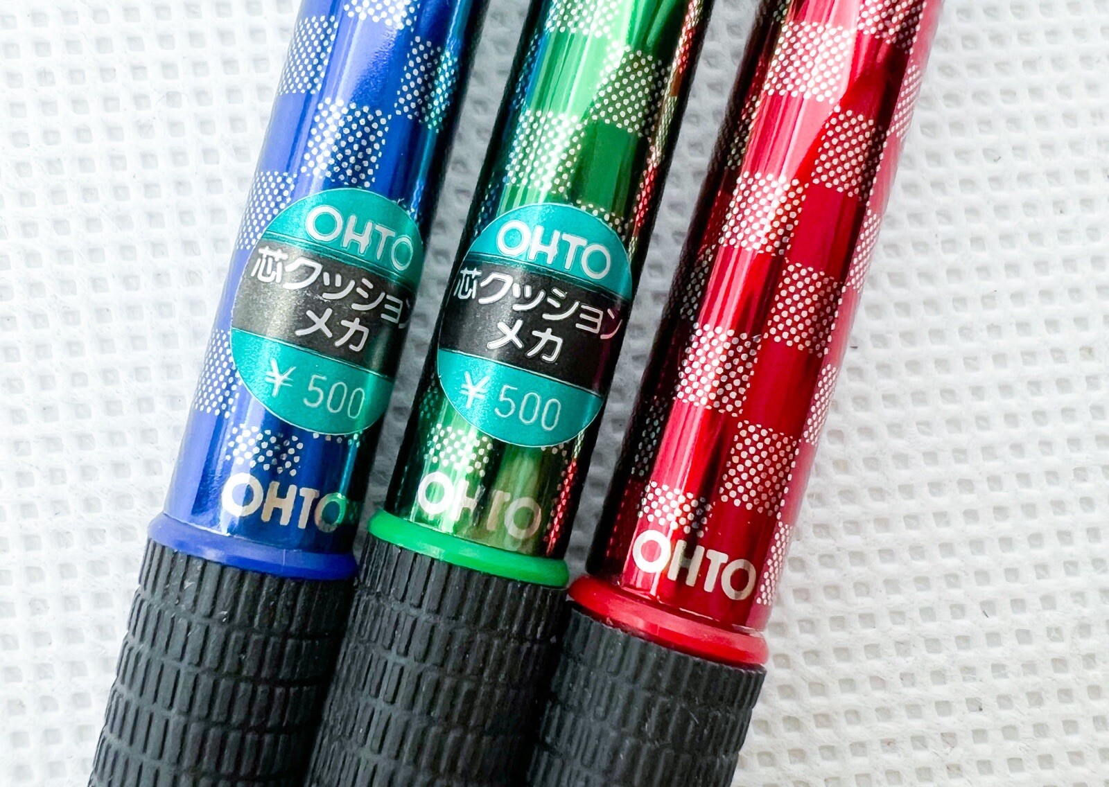 NOS Ohto gripper 3pcs Mechanical Pencil 0.5mm metal barrel with rubber grip