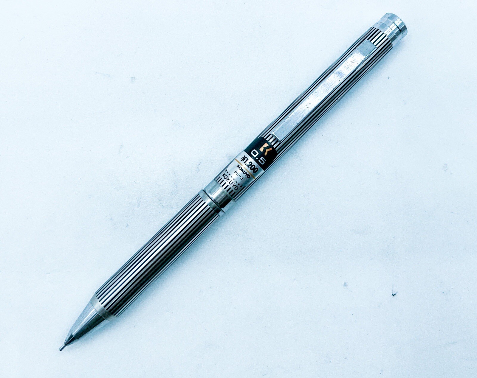 Kokuyo Mechanical Pencil PS-3-1 Silver Black Stripes Side Knock 0.5 mm