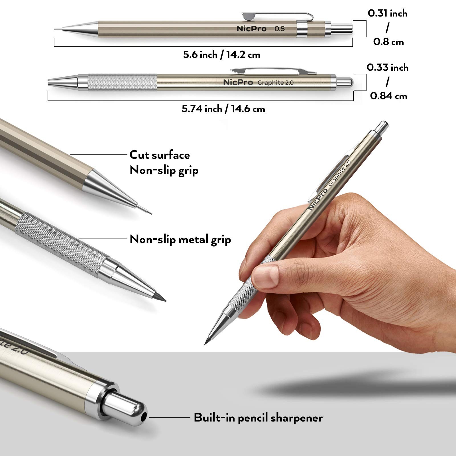 29PCS Metal Mechanical Pencil Set in Leather Case, 0.3 & 0.5 & 0.7 & 0.9 & 2m…