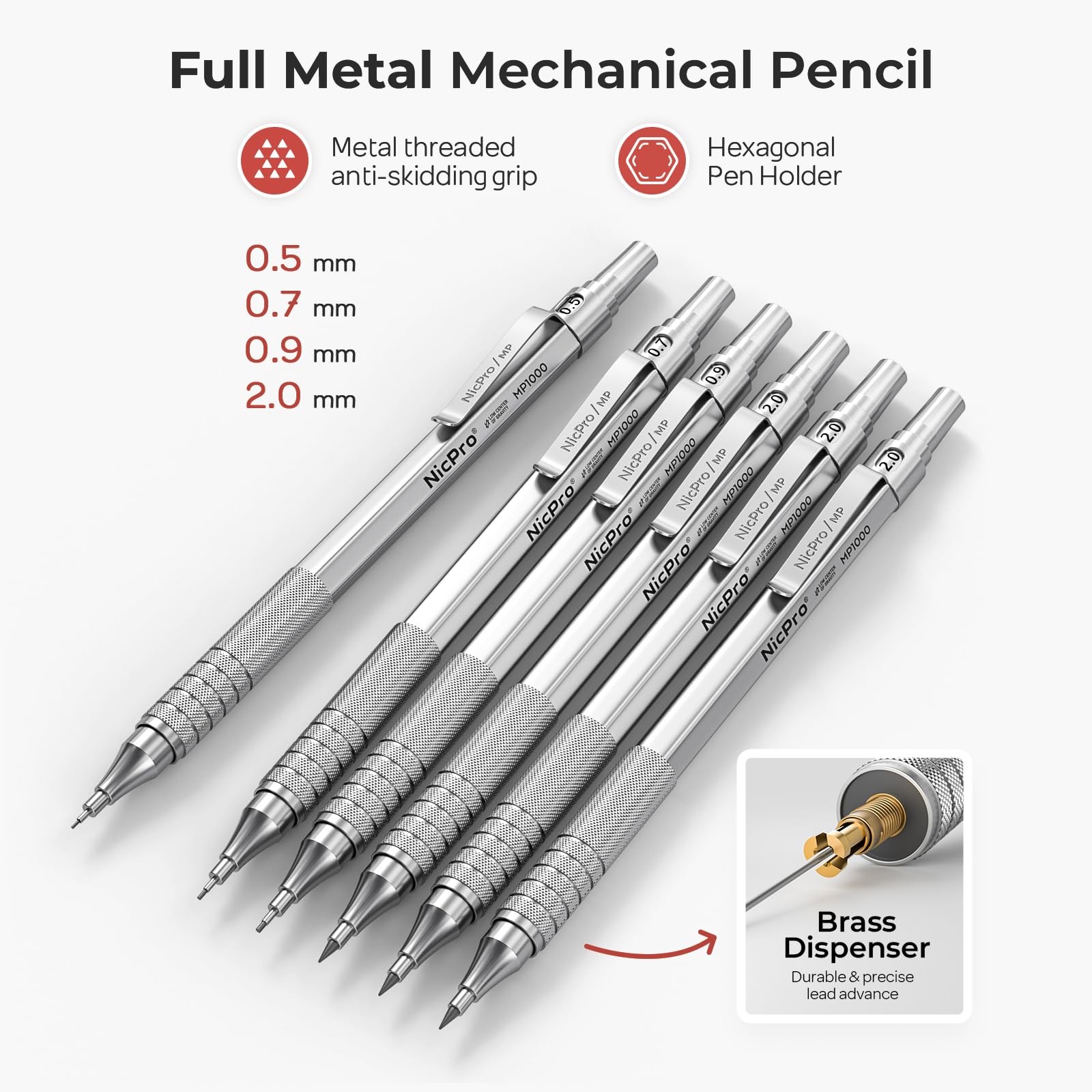 30PCS Silver Metal Mechanical Pencils Set in Leather Case, Art Drafting Penci…
