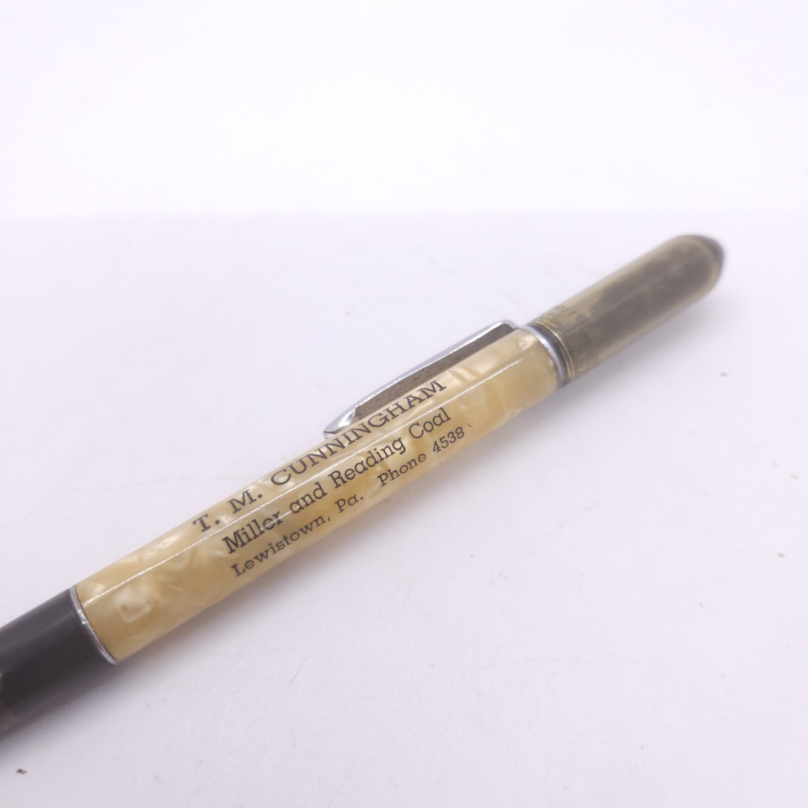Miller & Reading Coal Company 1950s Vintage Mechanical Pencil Coal Sample In End
