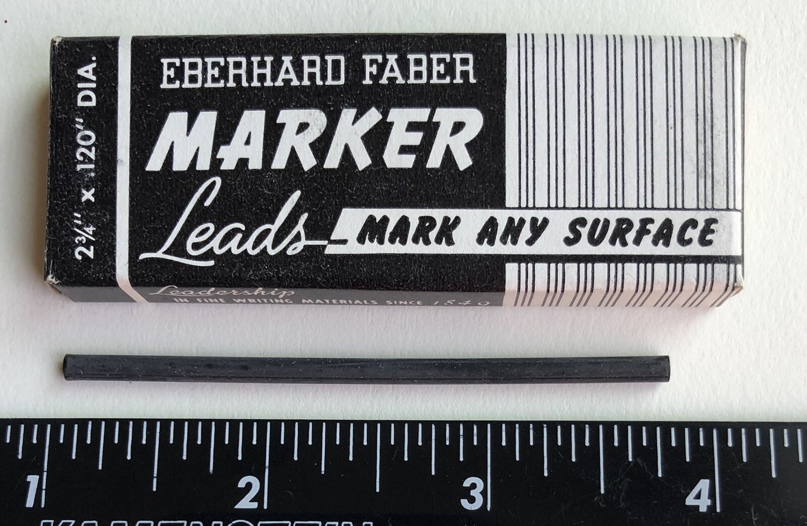 Vintage Eberhard Faber MARKER Lead 3mm Any Surface Black 2-3/4″ NOS 4pk USA