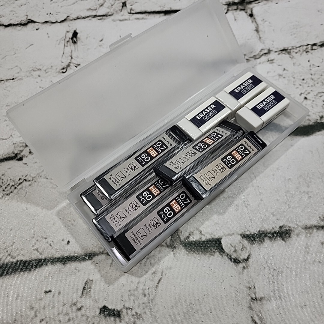NicPro Lead Refills For Mechanical Pencils 6 Packs 0.7mm W Erasers Box Drafting