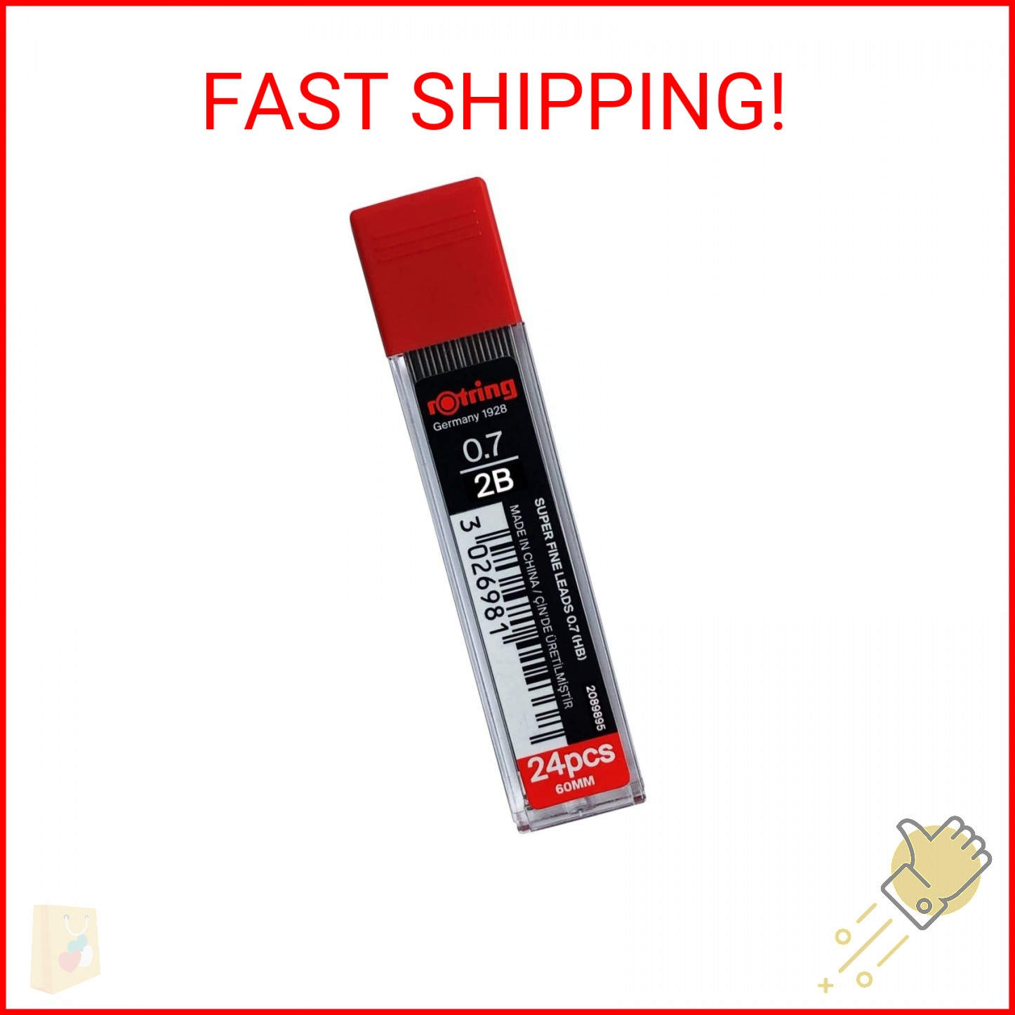 rOtring 0.7mm 2B Super Polymer Pencil Lead – Pack of 3 Tubes – 72 Leads in Total