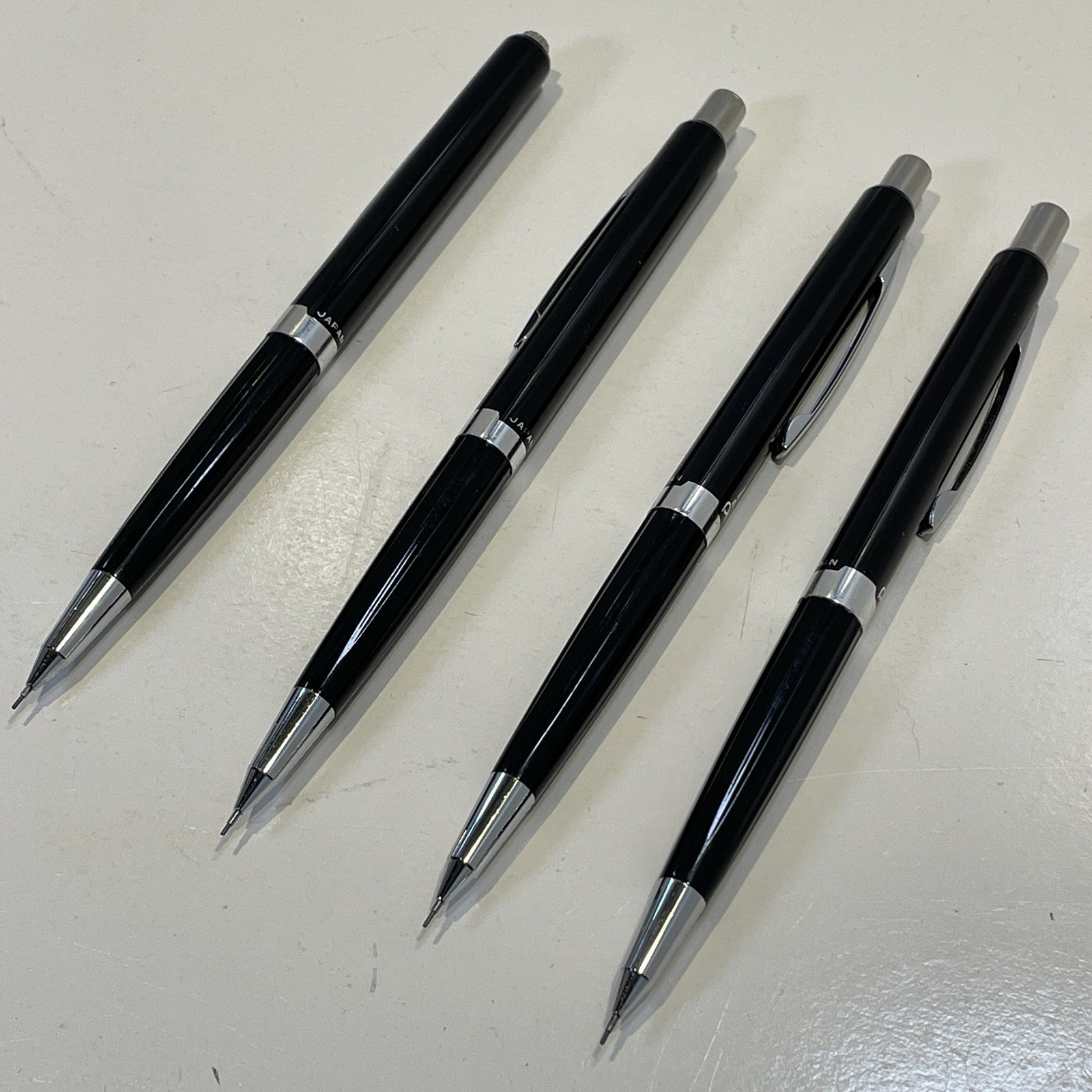 Vintage Pentel 5 Mechanical Pencil 0.5mm Black Barrel Chrome Japan Lot Of 4