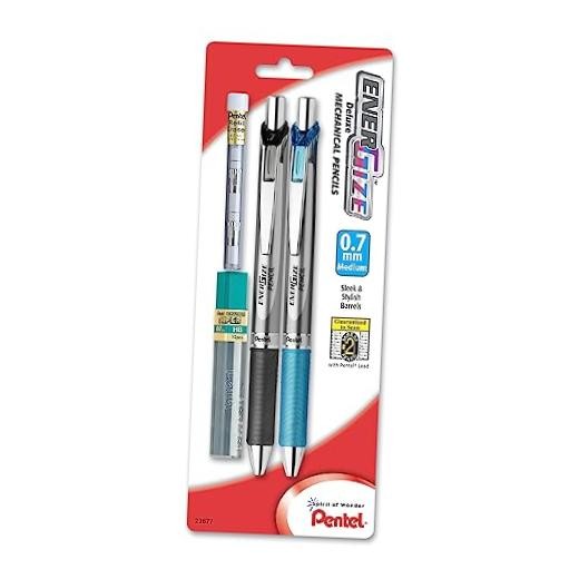 Pentel EnerGize Automatic Pencil with Lead and Erasers, 0.7mm, Assorted, 2