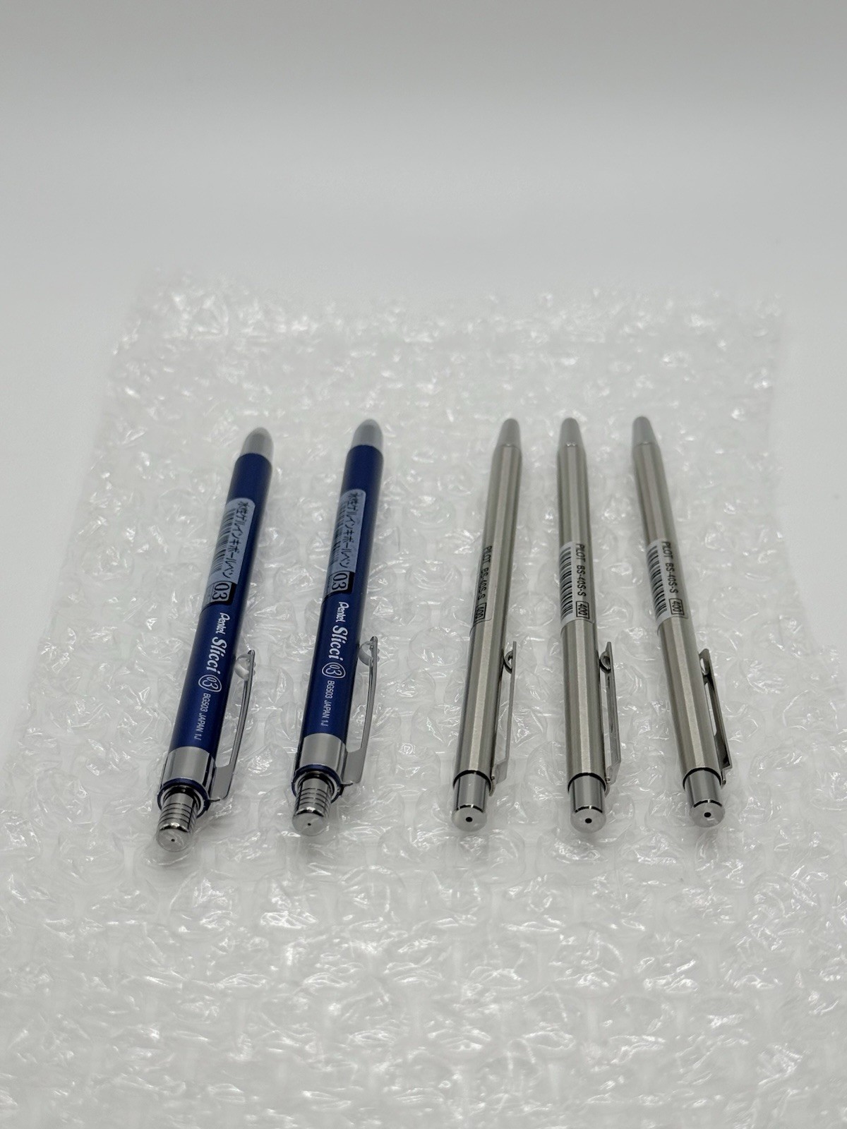 Pentel Slicci 0.3mm 2 Blue Barrel & Pilot 3 BS-40S-S Mini pens Needs Ink Japan
