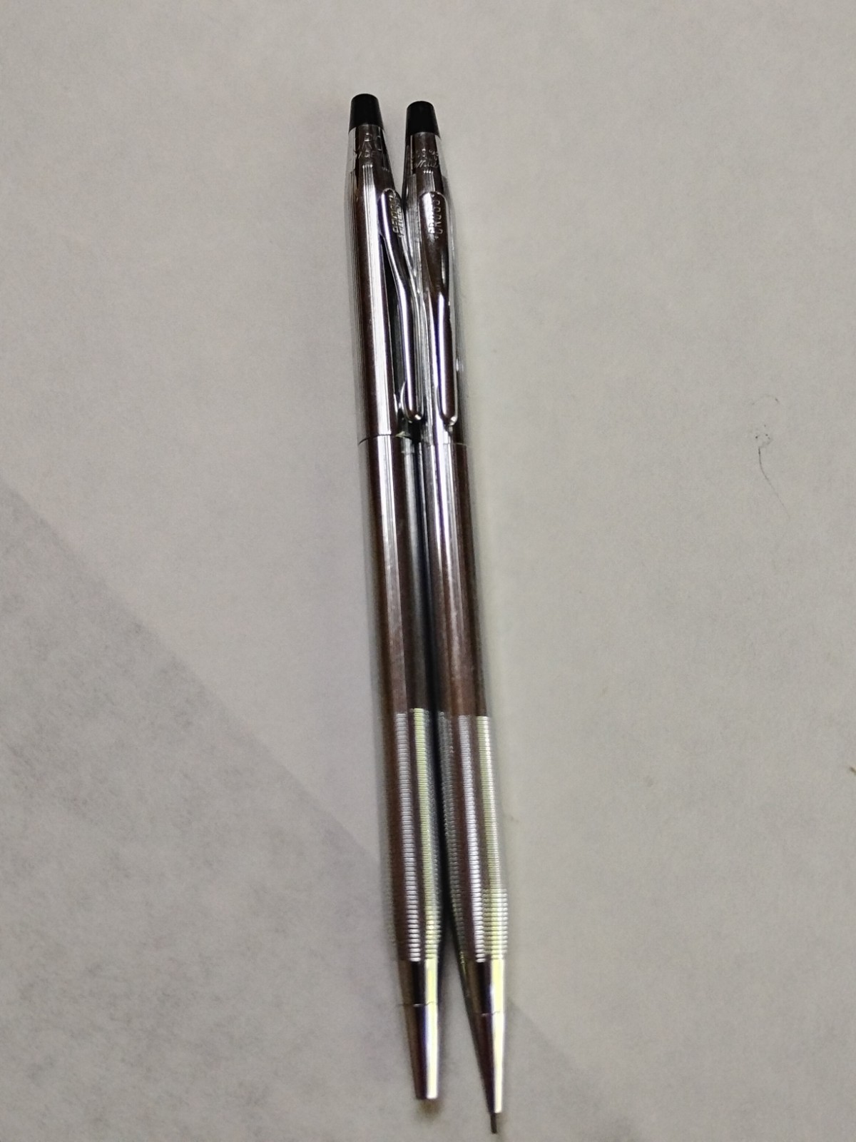 Vintage Cross Silver Chrome Mechanical Pencil and Pen Set Made in USA #P10
