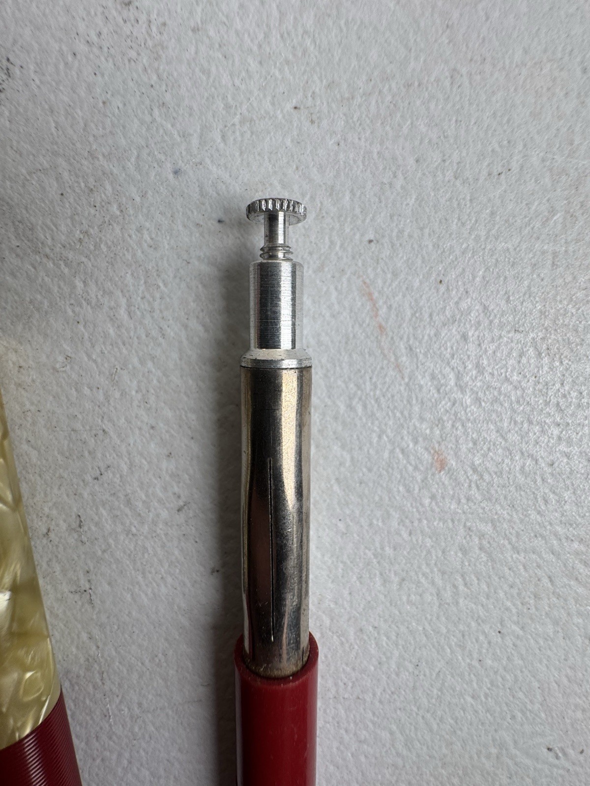 Vintage Sheaffer’s Mechanical Pencil Crimson Red & Pearl Marbled #150 USA Made