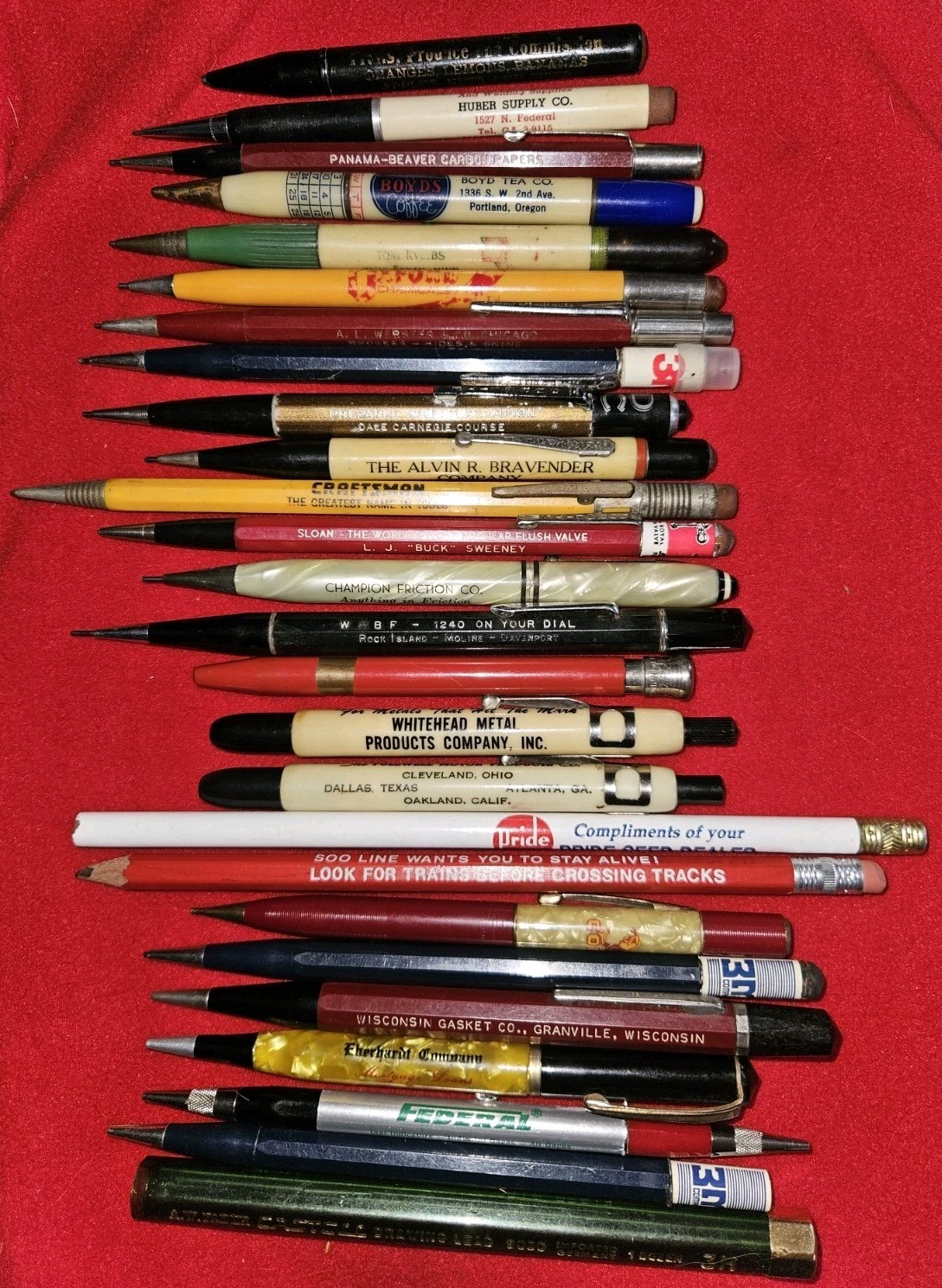 Lot of Vintage Mechanical Advertising Pencils Durolite Autopoint Most Work 1940s