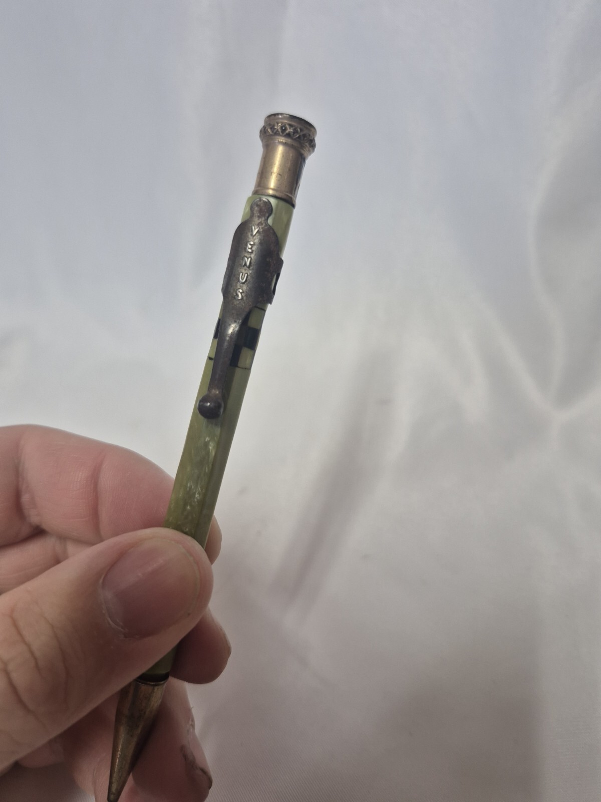 Vintage Venus Pointed American Pencil Co Gold Filled And Green Mechanical Pencil