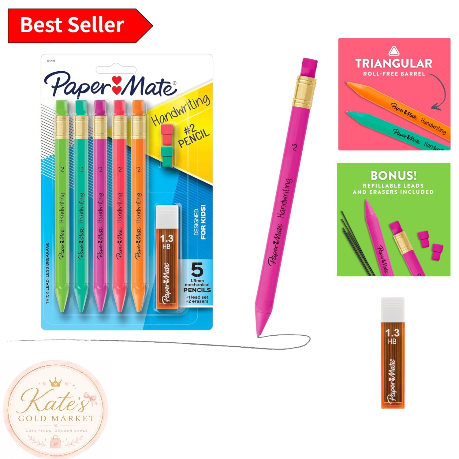 Erasable Triangular Mechanical Pencil Set with Lead & Eraser – 19 Pieces