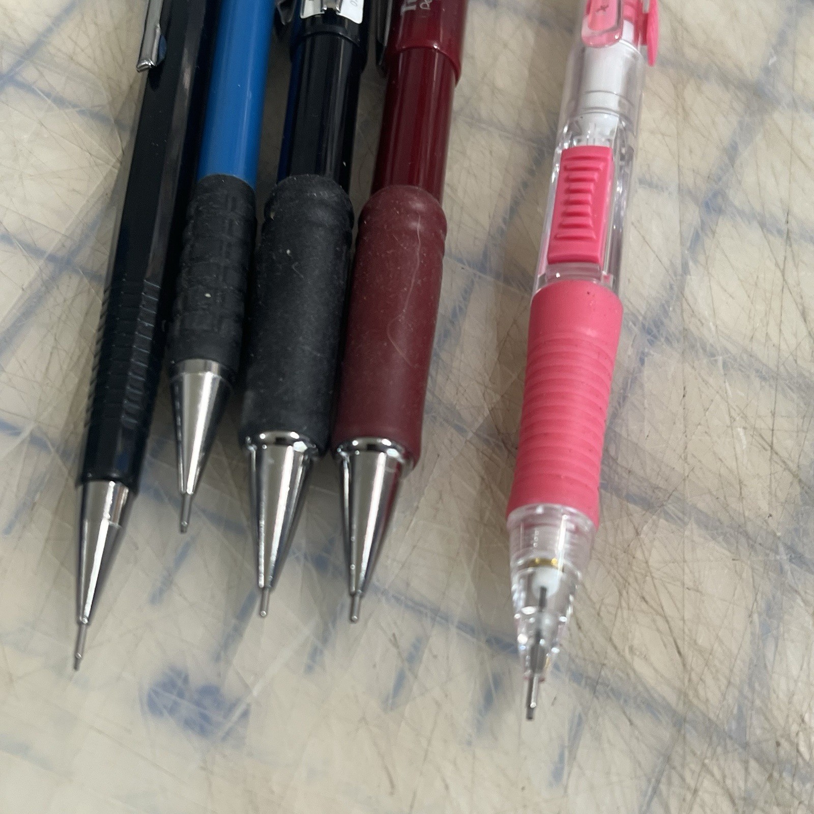 Vintage Pentel Mechanical Pencils Twist Erase Quick Click Pink P205 120 A3 Used