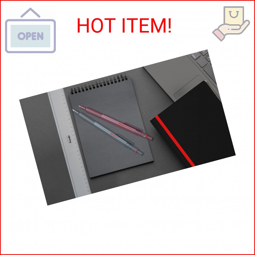 Rotring 600 Full-Metal Body 0.7mm Mechanical Pencil, Black, for Precise Ruler-Ba