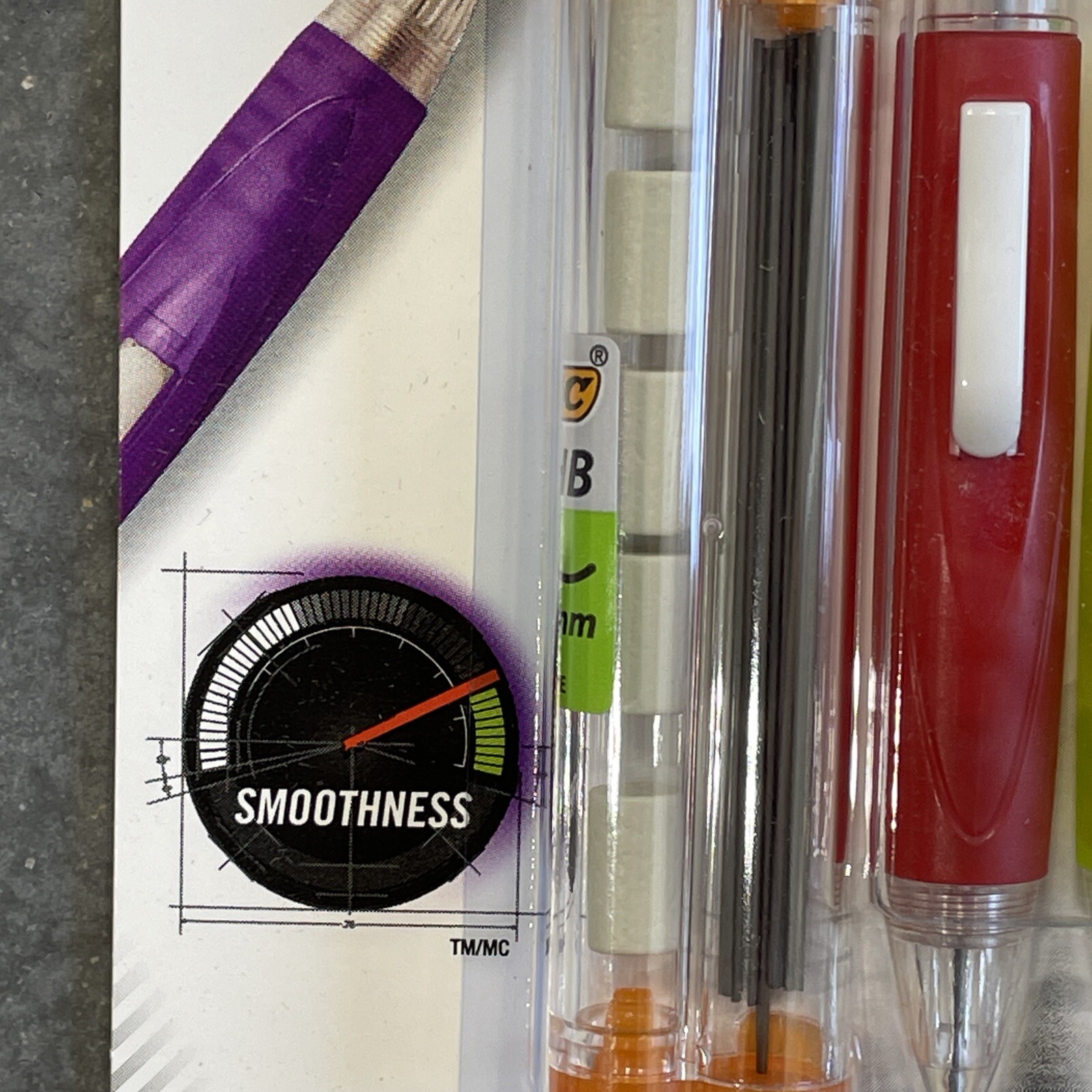 Bic Velocity 4 Pk Side Clic 0.7mm #2HB Mech Pencils, Red, Lime, Orange, Blue New