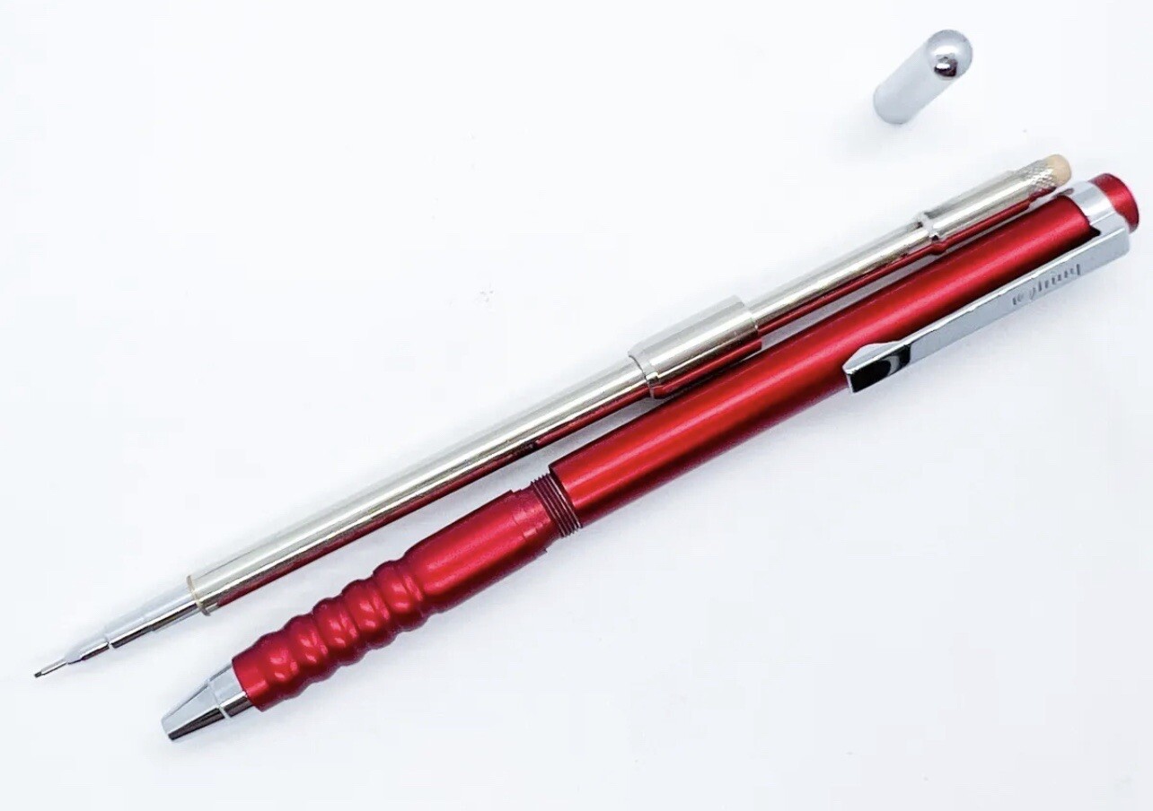 NOS Rotring 502 180 Red Tikky Metallic Metal Double Push mechanical pencil Box