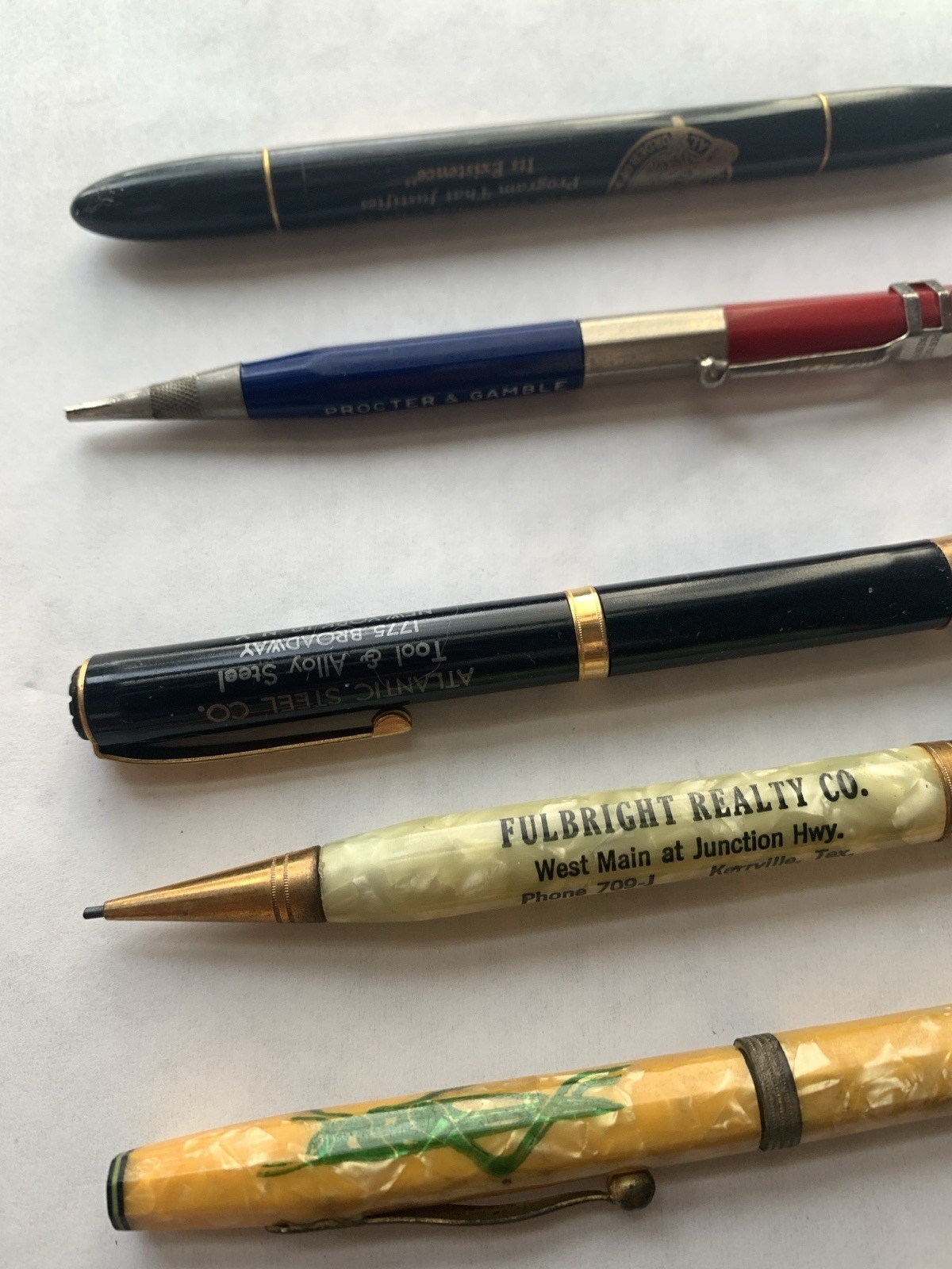 6 Lot Vintage Advertising Celluloid Mechanical Pencils RediPoint Wings Skinner
