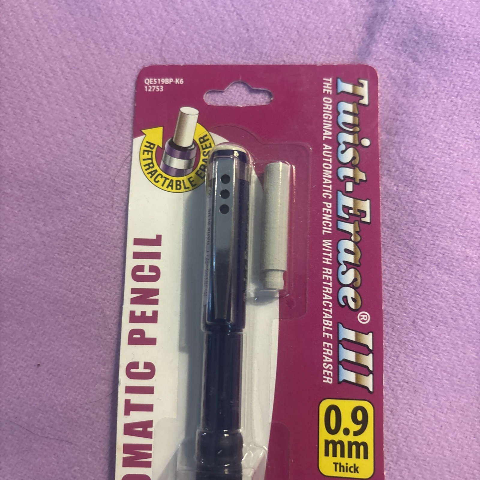 Pentel Twist-Erase III Refillable Mechanical Pencil with Jumbo Eraser 0.9mm New