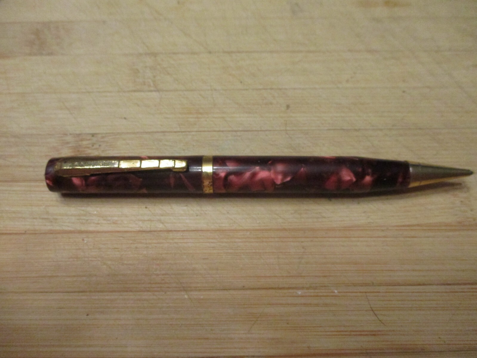 ANTIQUE DESK ITEM Waltham mechanical Pencil Red Pearlite Rubber eraser inside