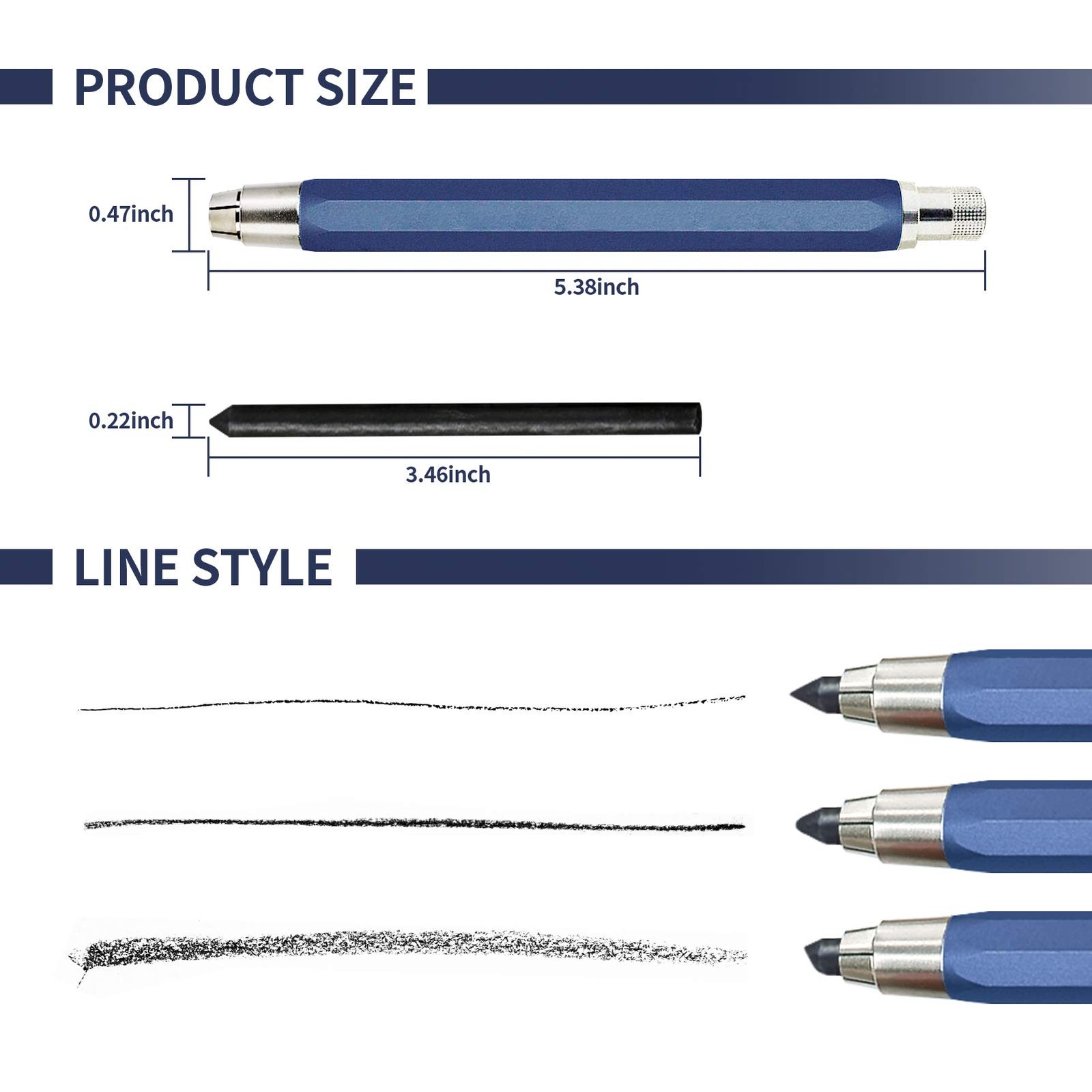 5.6mm Mechanical Pencil Set Colored Rainbow Lead Refills Sharpener Kit
