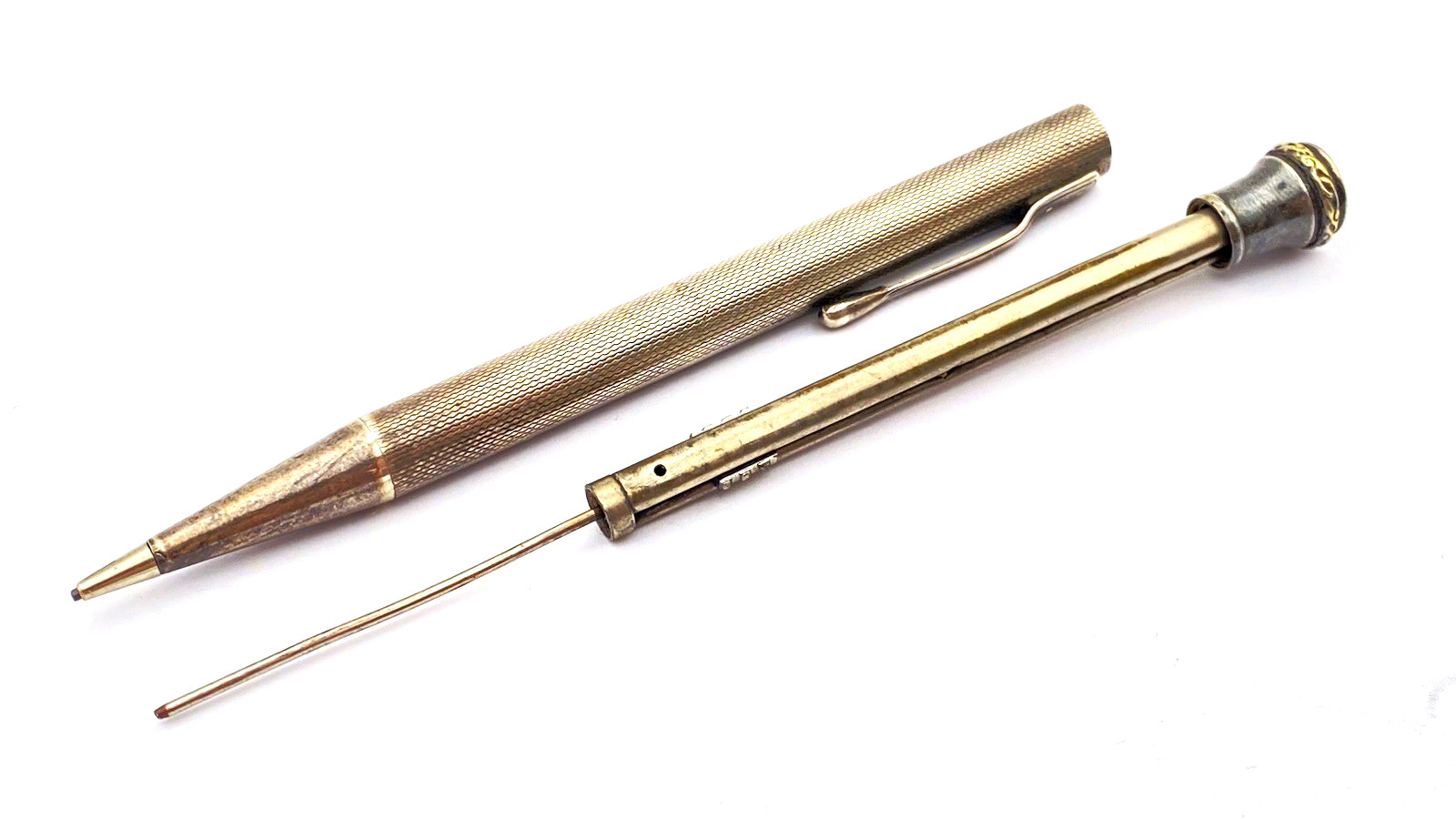 VINTAGE 900 SILVER MECHANICAL PENCIL IN WAIVY PATTERN MADE IN GERMANY 1920S