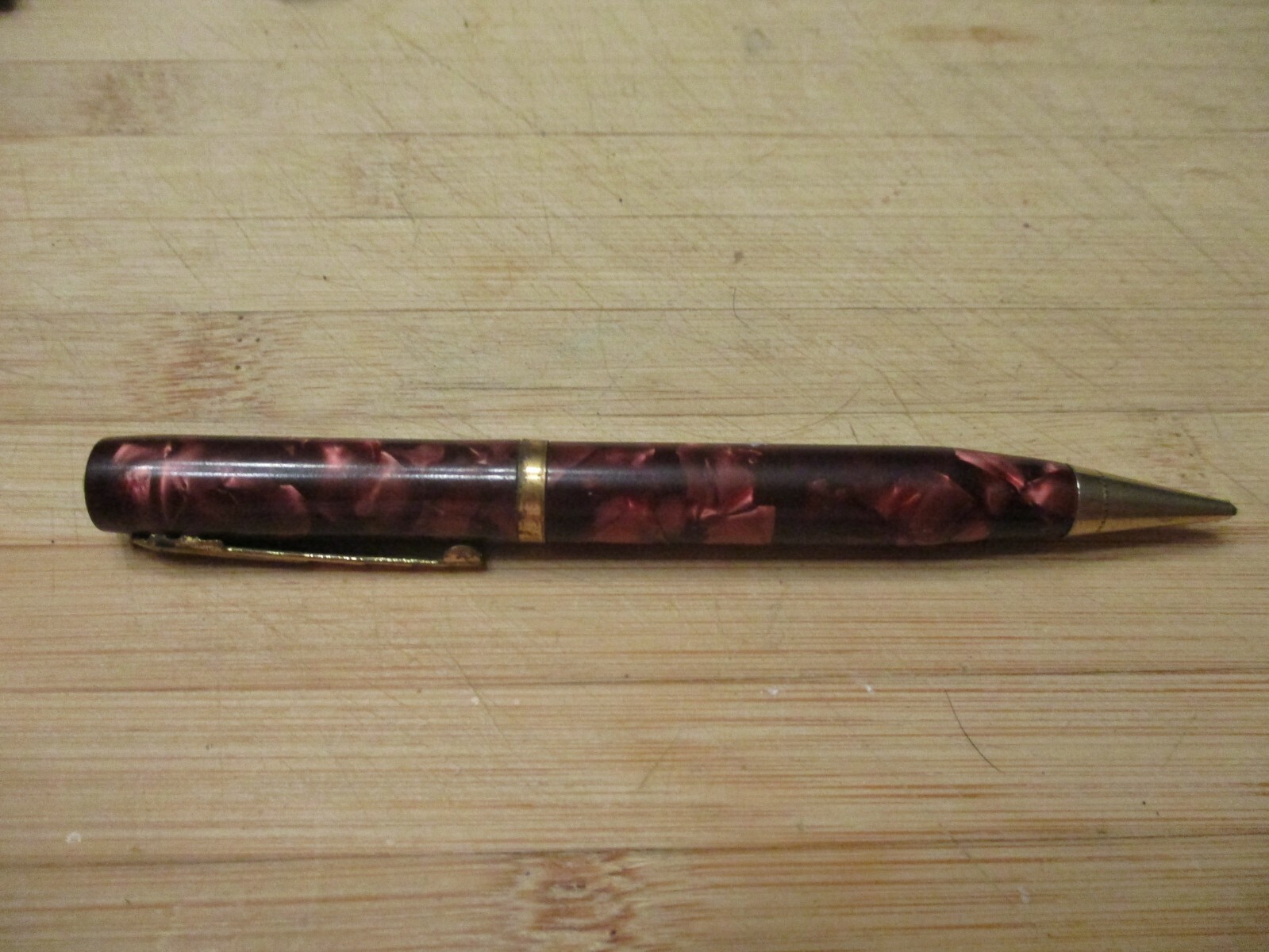 ANTIQUE DESK ITEM Waltham mechanical Pencil Red Pearlite Rubber eraser inside