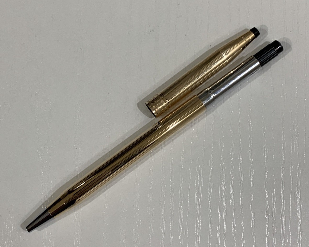 CROSS For Her 14kt Gold Filled Rose Design Pen With CROSS Leather Pen Purse