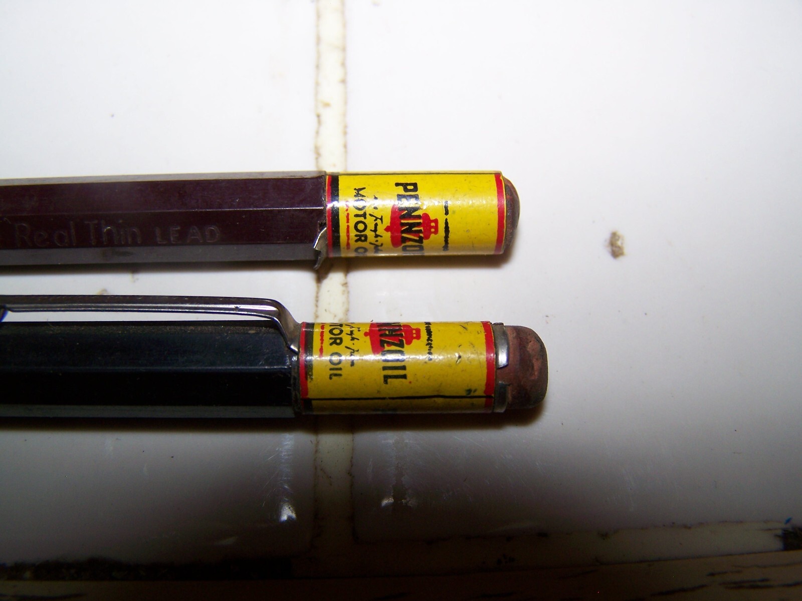 Lot of 2 Vintage Autopoint Hex Sided Mechanical Pencil PENNZOIL Oil Top