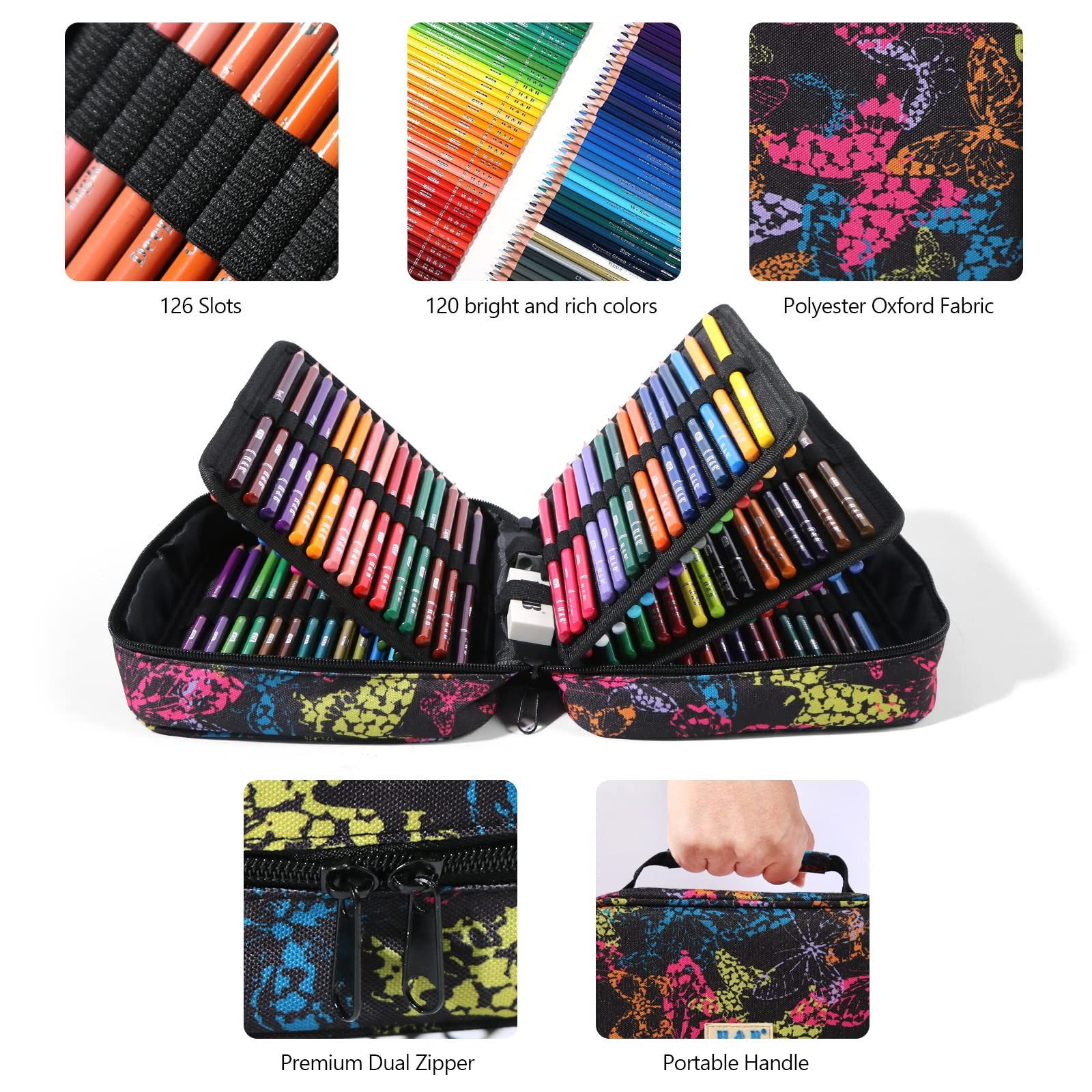 H & B 120-Color Colored Pencils 1 count (Pack of 120), 120Count 1)