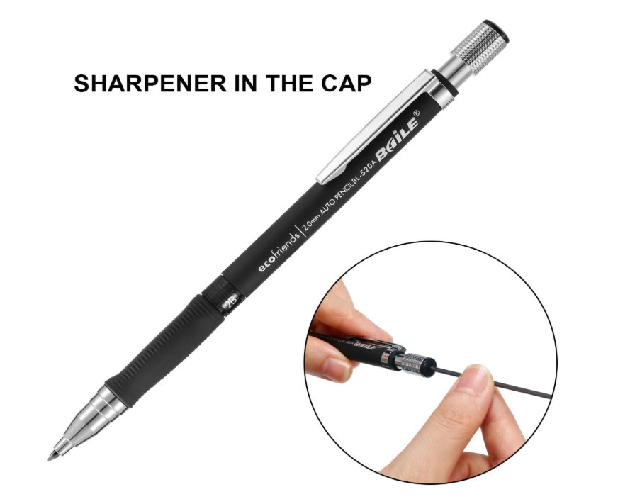JOVITEC 3 Pieces 2.0 mm Mechanical Pencil with Color and Black Cases Refills …