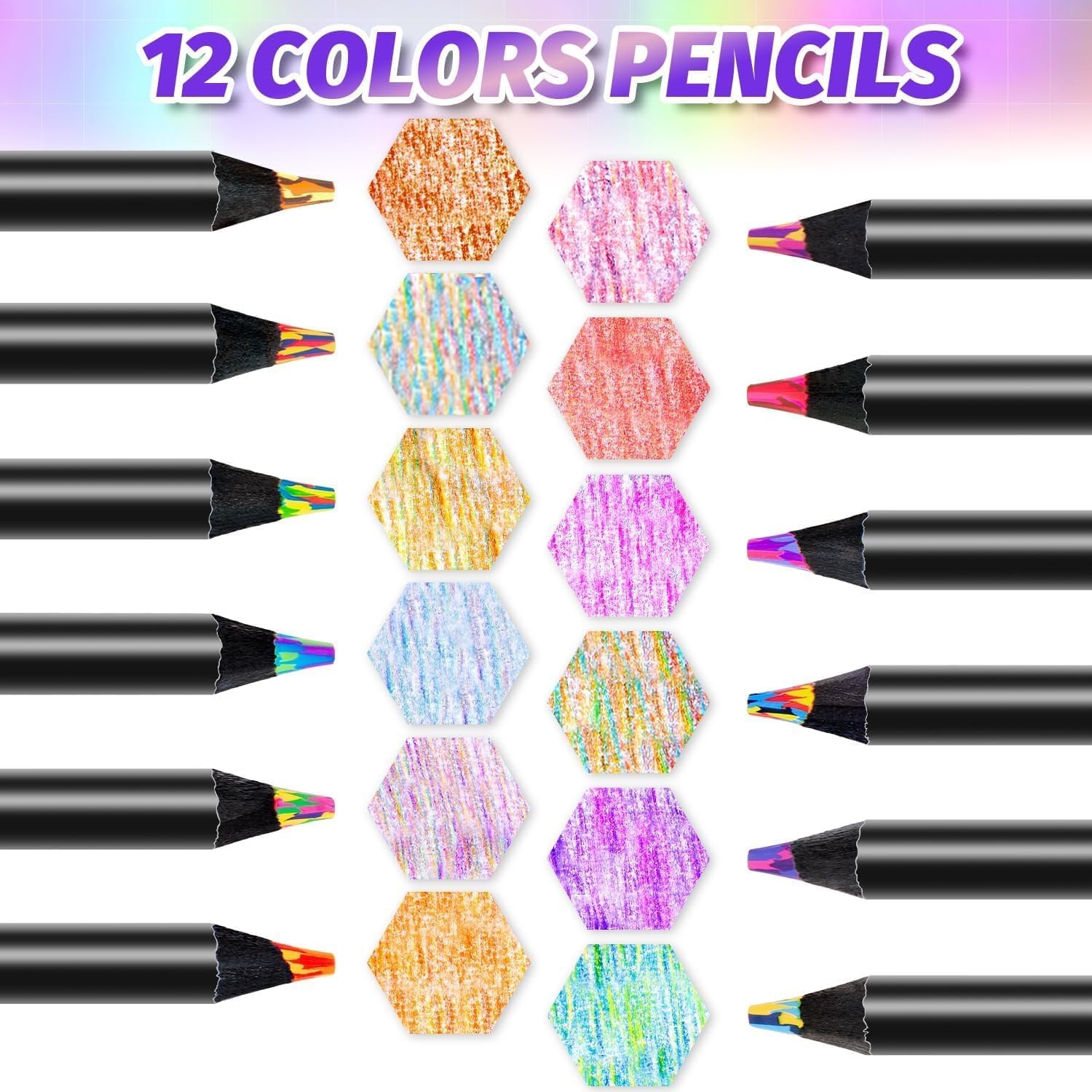 Art Supplies, 12 Rainbow Colored Pencils, 1 Count (Pack of 12), Multicolor .