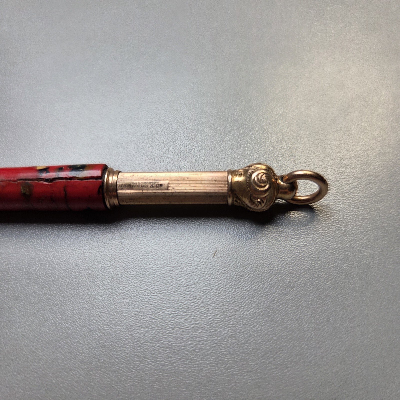 EDWARD TODD & Co. CELLULOID GOLD-FILLED RETRACTABLE MECHANICAL PENCIL CHATELAINE