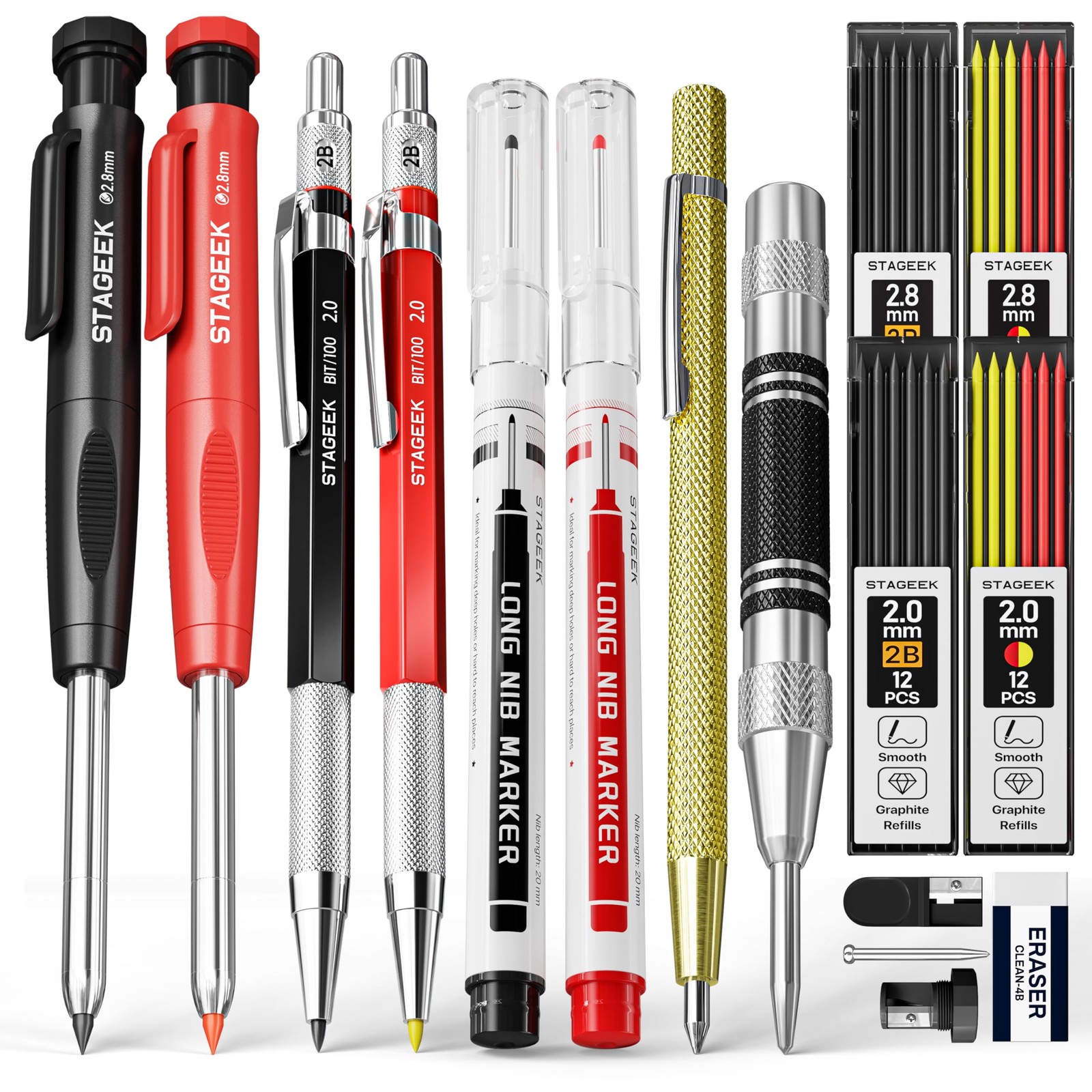 17 Pack Carpenter Pencil Set with Sharpener
