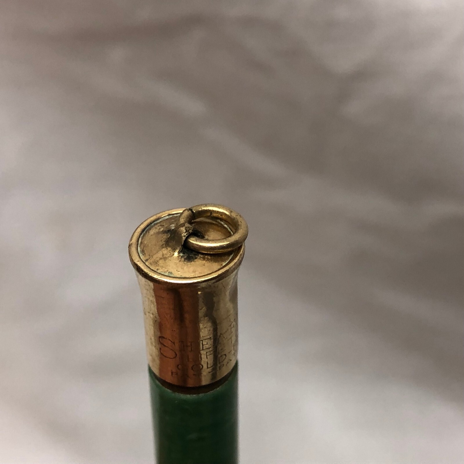 Vintage Sheaffer’s Mechanical Pencil Ring Top Vest Gold Filled Green Swirl