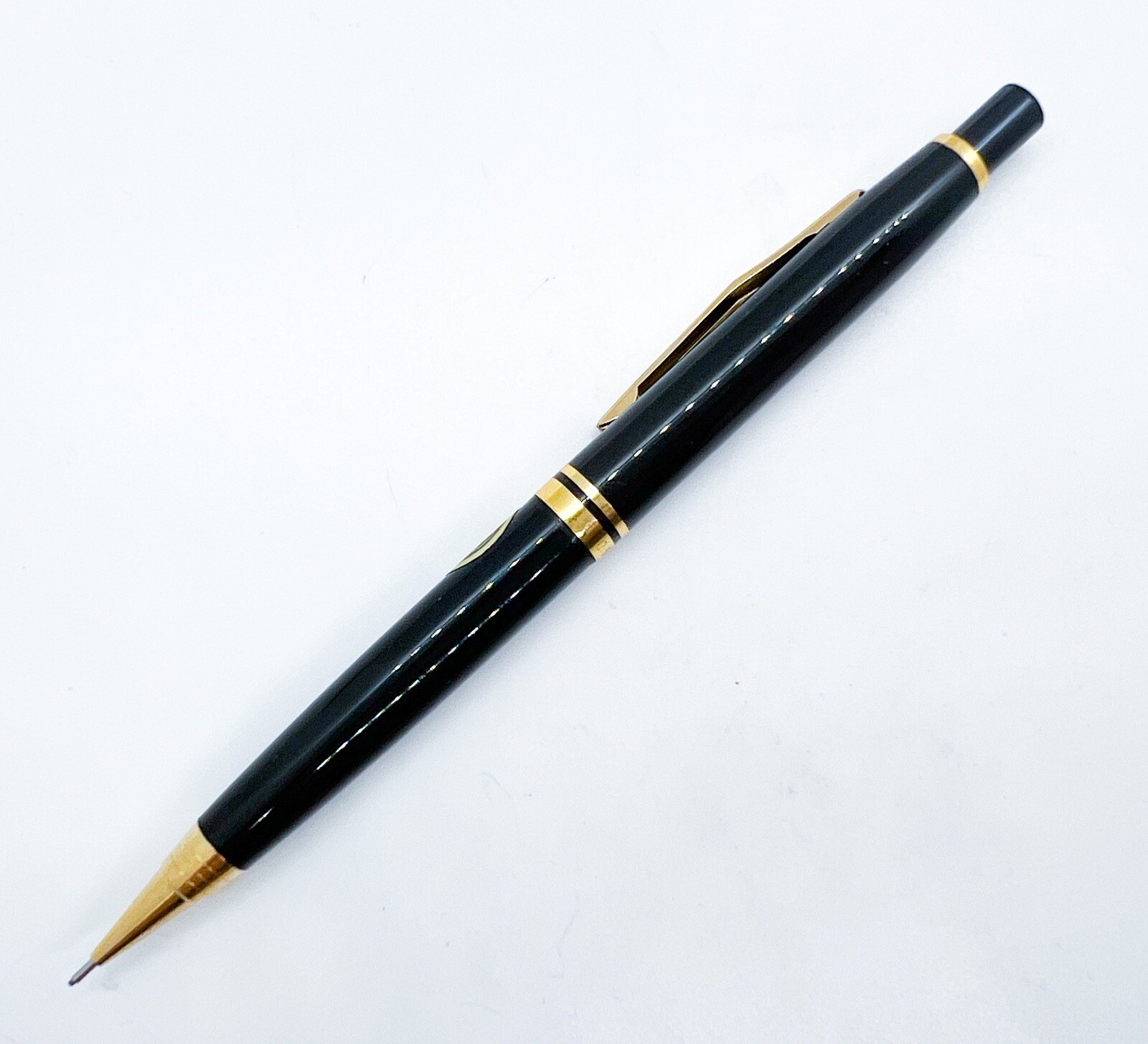 NOS platinum Mechanical Pencil 0.5mm Black Gold Color Fully Functional Japan