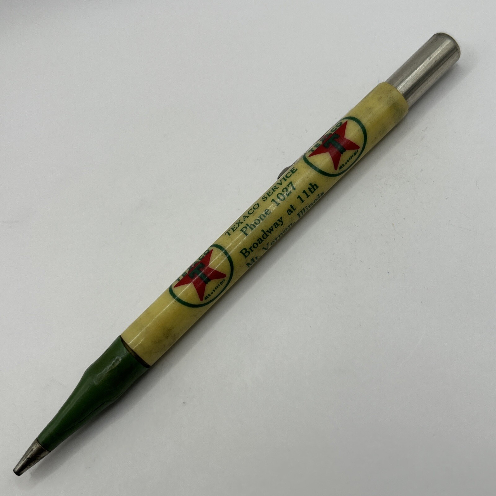 VTG Scripto Mechanical Pencil MOORE’S TEXACO SERVICE Gas Station Mt. Vernon, IL