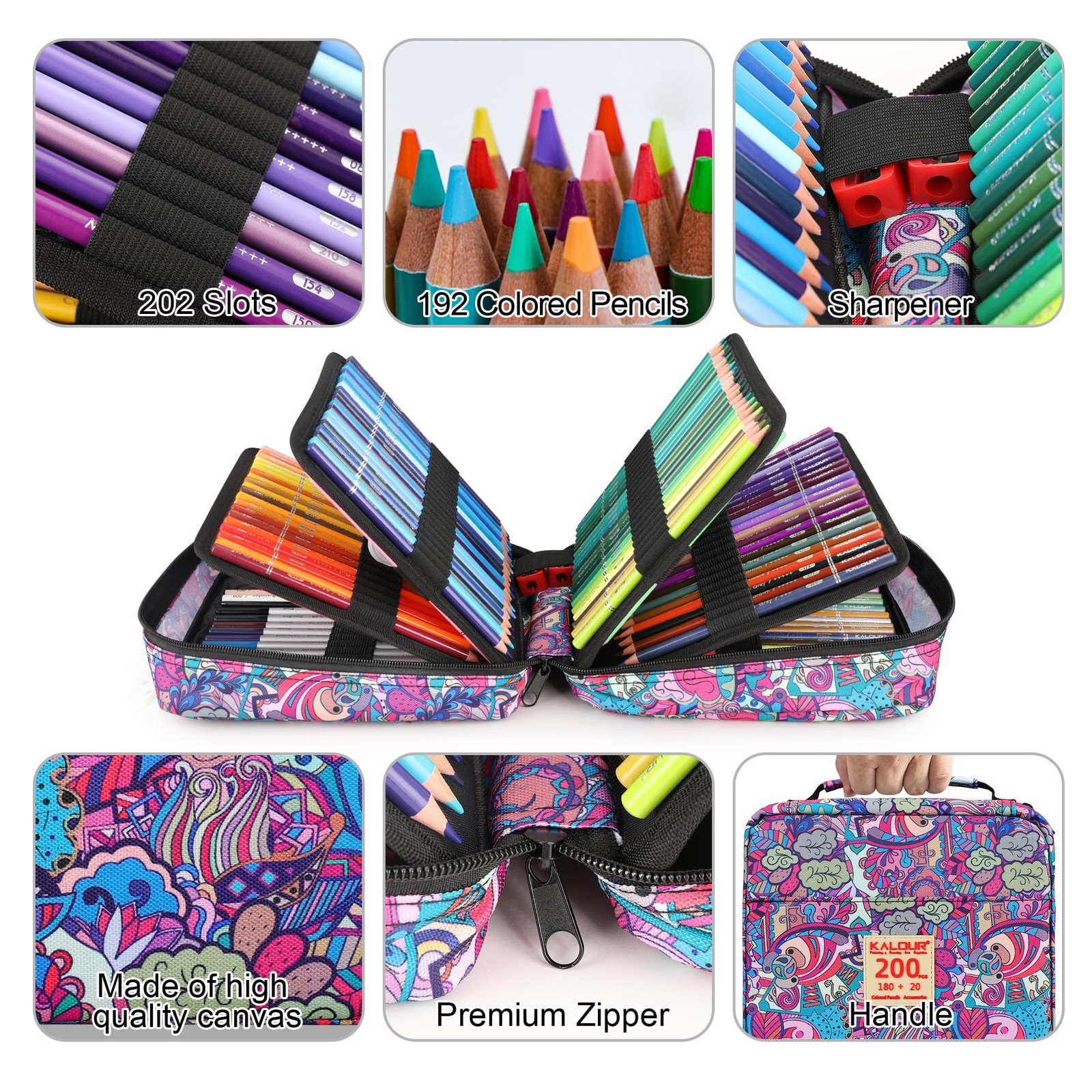 KALOUR PDAS 200 PCS Colored Pencils Set for Adult Coloring Books Multicolor