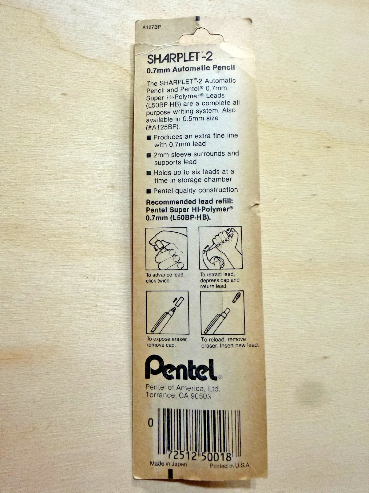 Vintage Pentel SharpLet-2 Mechanical Pencil 0.7mm HB NOS w/ 3 Lead Refills