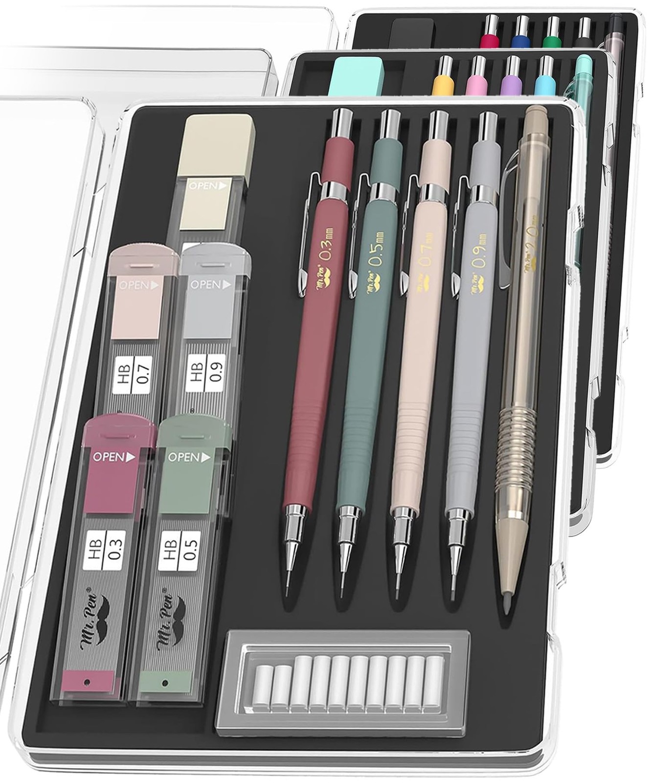 Mr. Pen- Mechanical Pencil Set with Leads and Eraser Refills, 5 Sizes Vintage