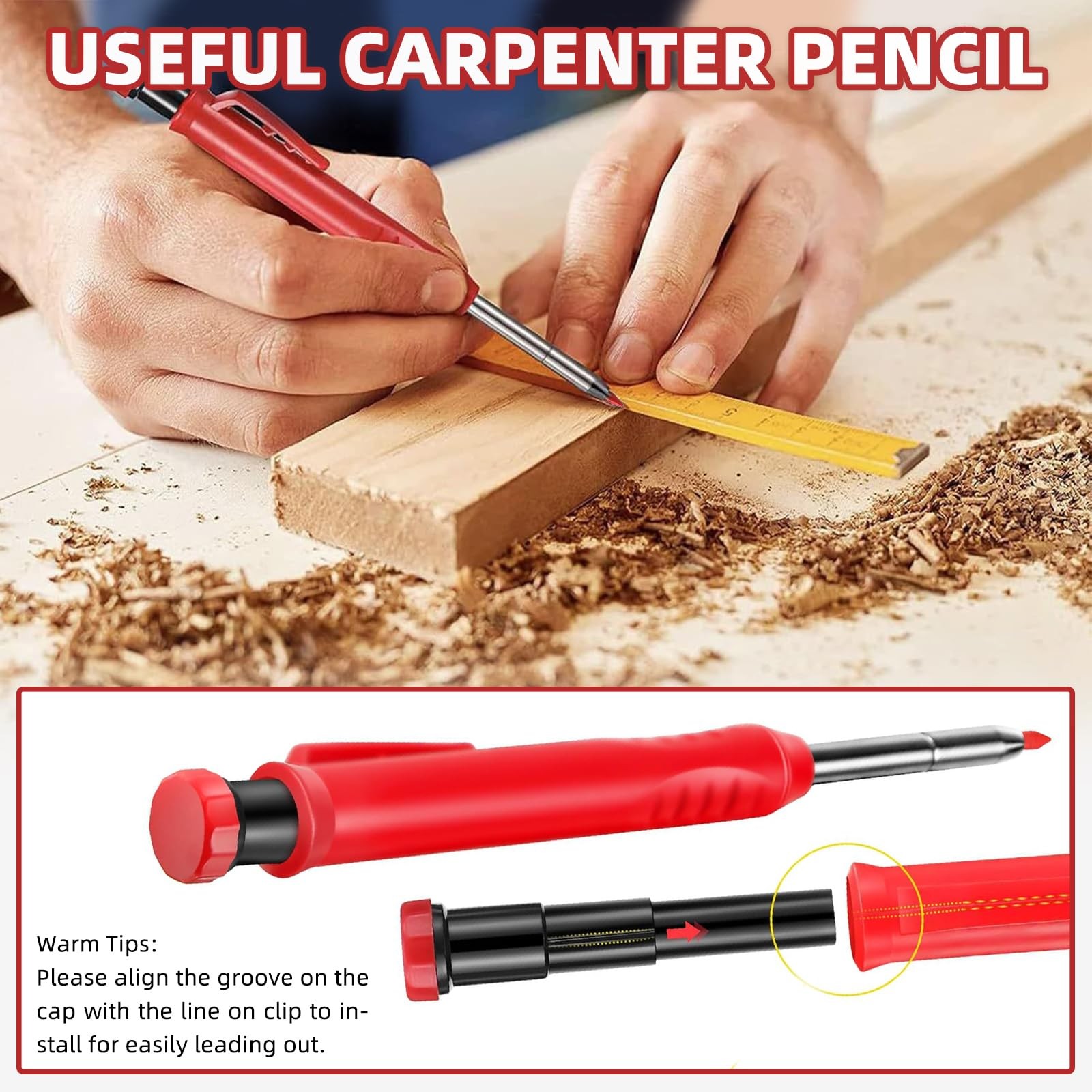 48 PCS 2.8mm Solid Carpenter Pencil Lead Refill Woodworking Mechanical Tool