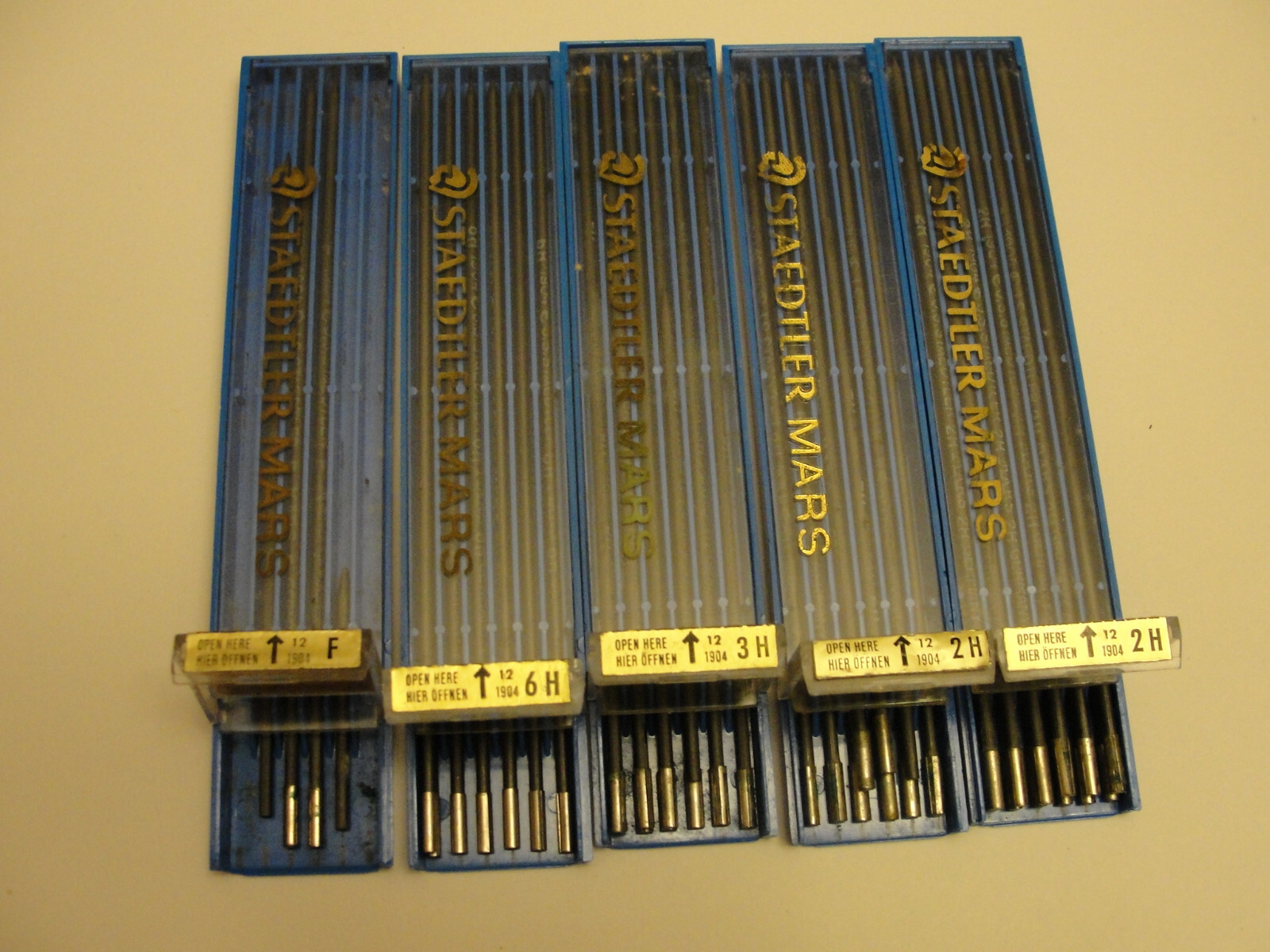 Vintage 36 Staedtler Mars Lumograph Leads 2H, 3H, 6H, F