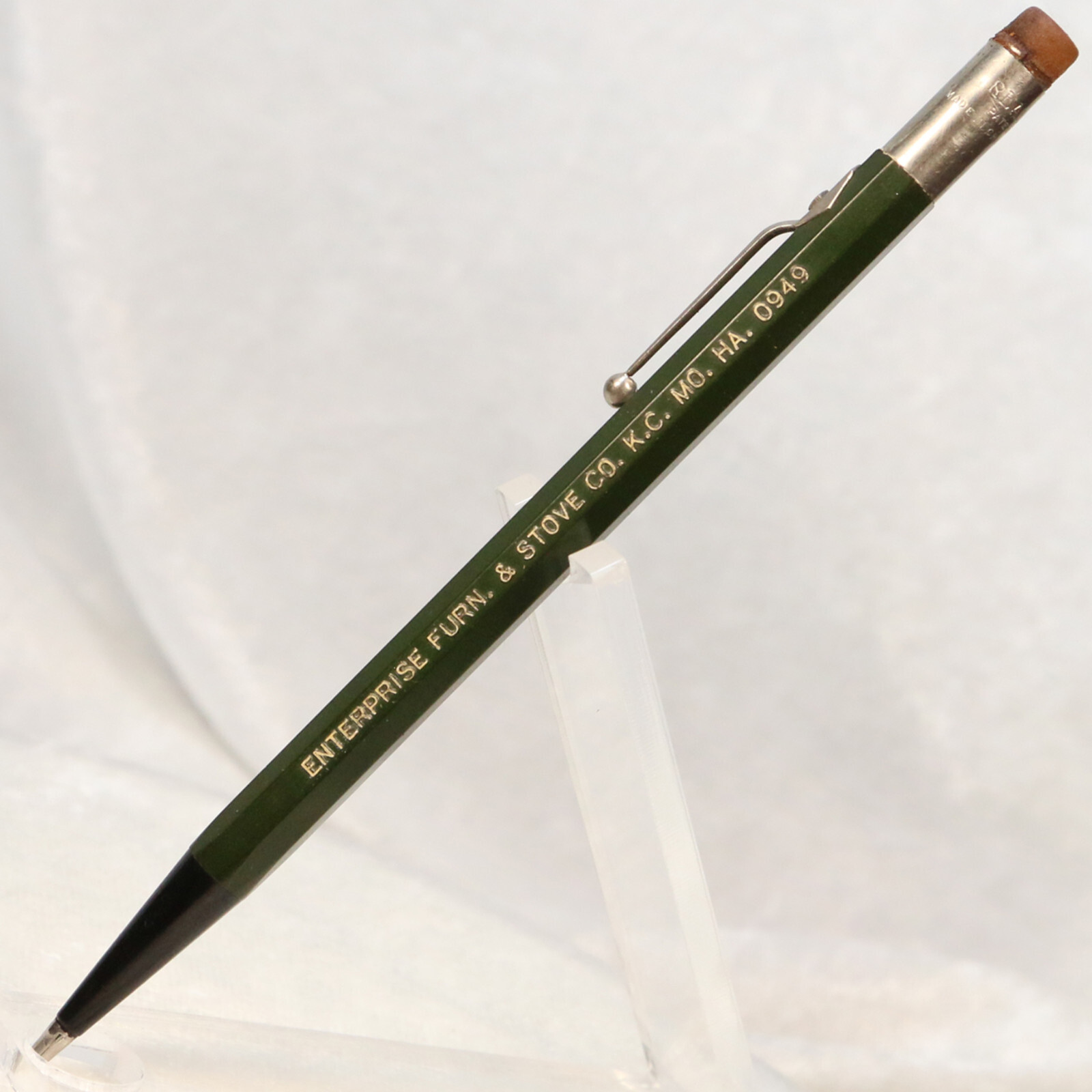 Vintage REALITE Advertising Mechanical Pencil USA Green Enterprise Furnace Stove